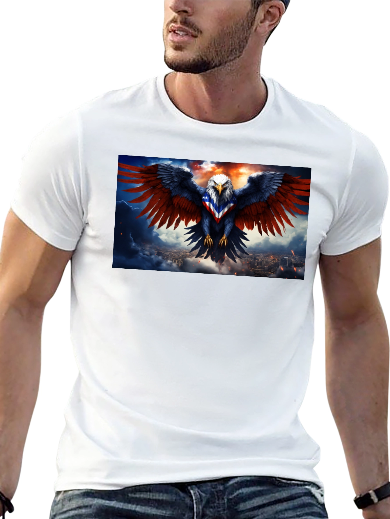 Black American Eagle Graphic T-Shirt - Patriotic Design view 13