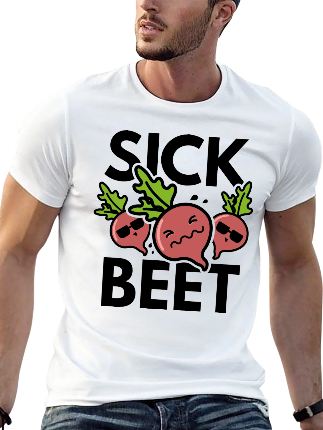 Black Sick Beet Funny Graphic T-Shirt view 13