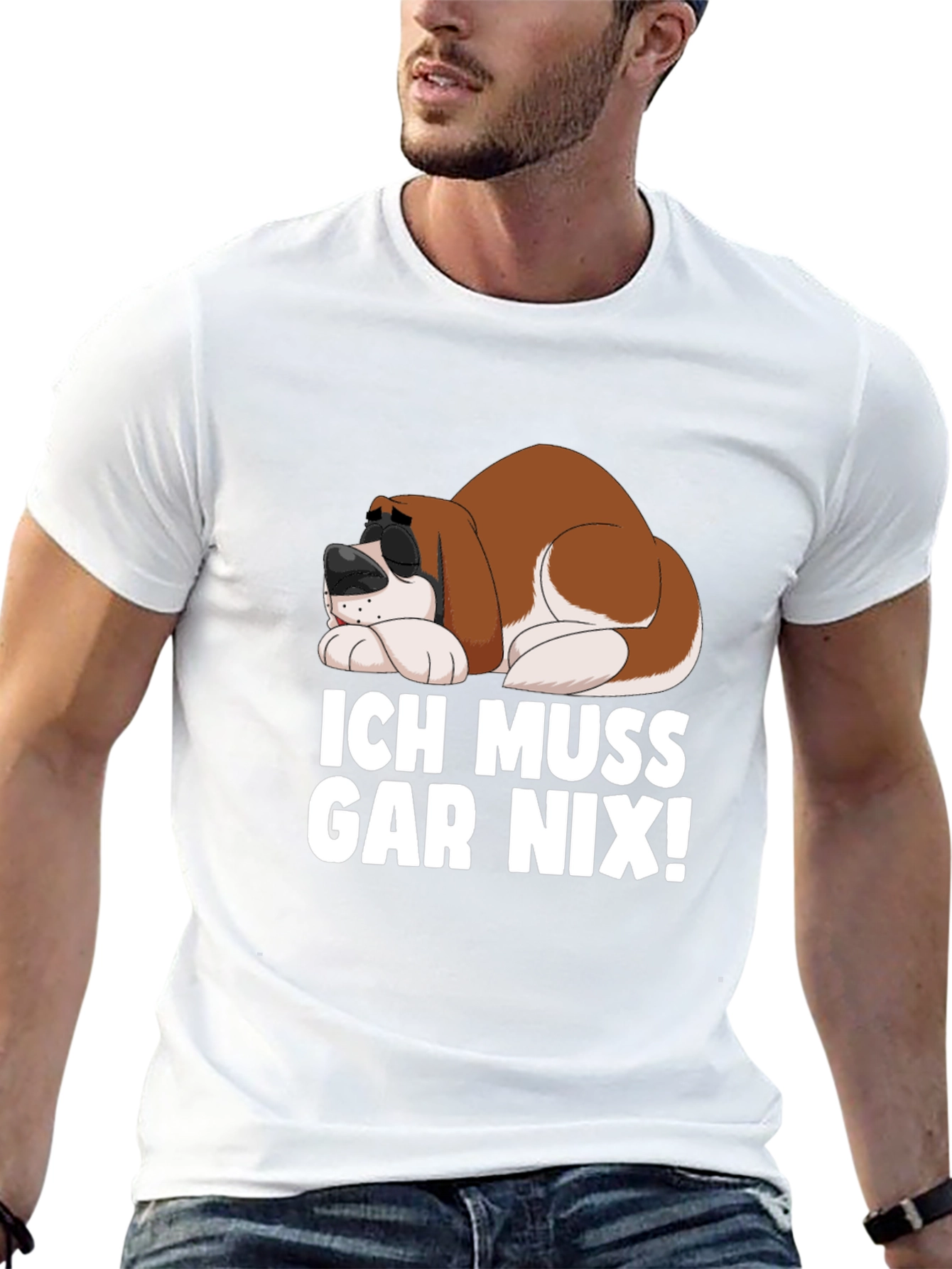 Black Ich Muss Gar Nix! Funny Dog T-Shirt view 13