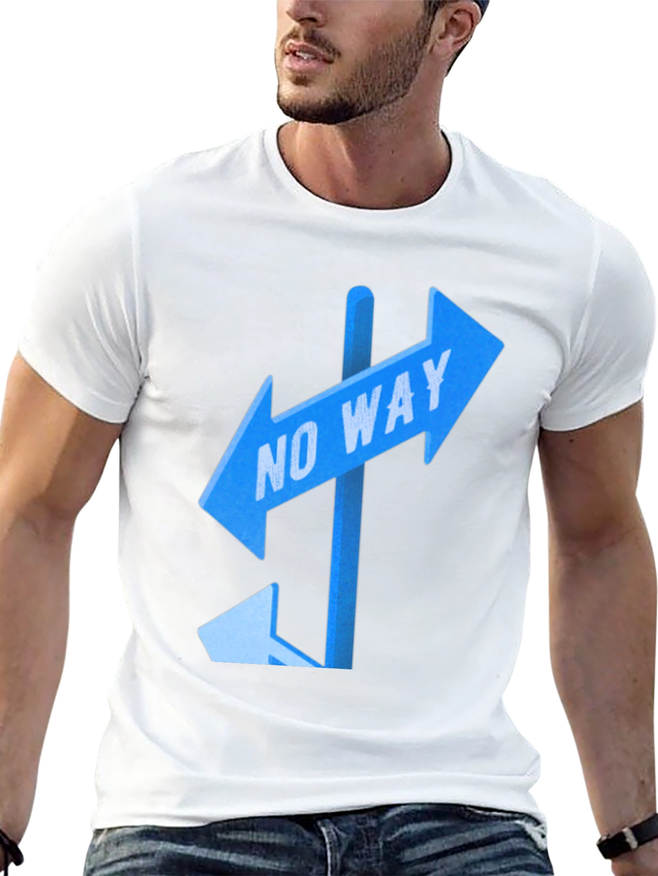Black No Way Sign Graphic Tee - Black Casual T-Shirt view 13