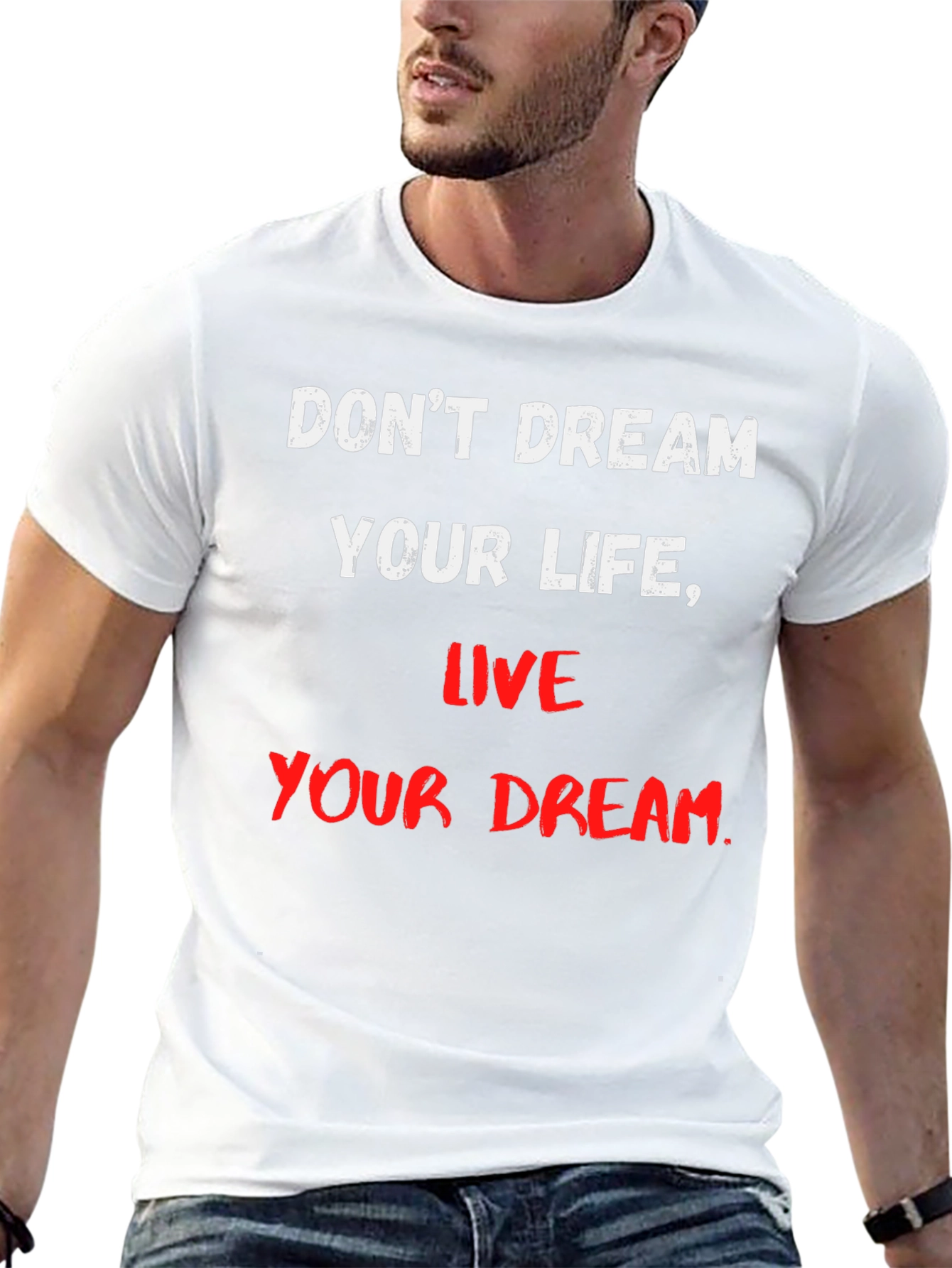Black Motivational T-Shirt: Don't Dream Your Life, Live Your Dream view 13