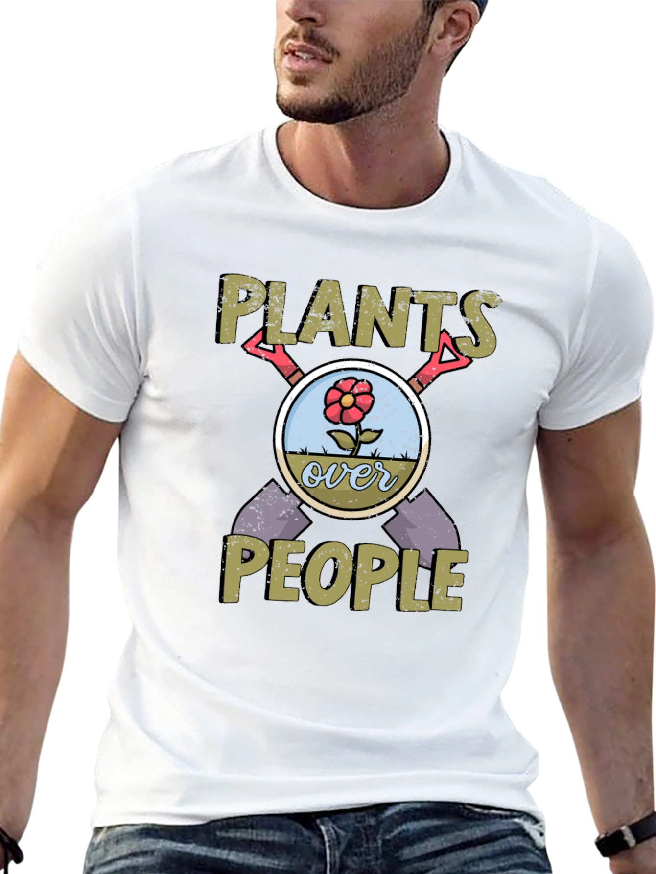 Black Plants Over People Graphic Tee - Gardening Enthusiast T-Shirt view 13
