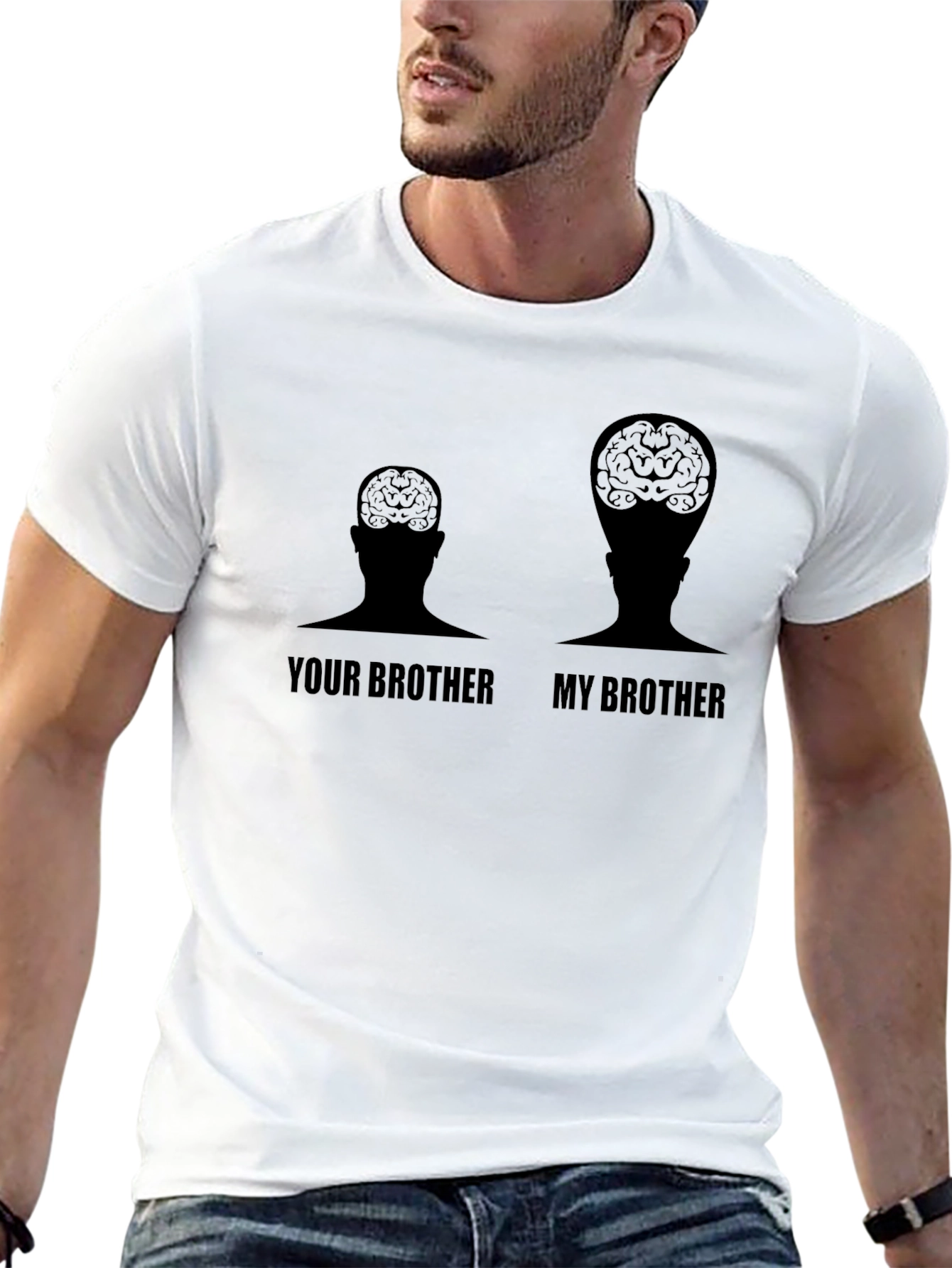 Black Funny Brain Power T-Shirt - "My Brother" view 13