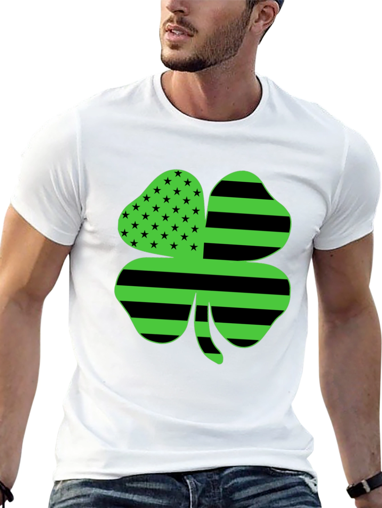 Black St. Patrick's Day Shamrock Novelty Graphic Tee view 13