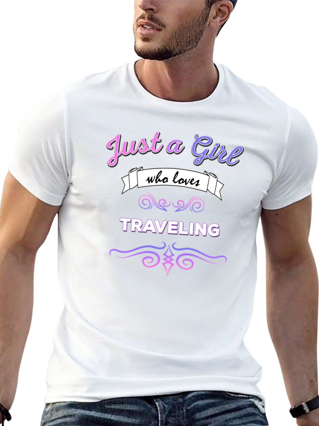 Black Just A Girl Who Loves Traveling T-Shirt view 13