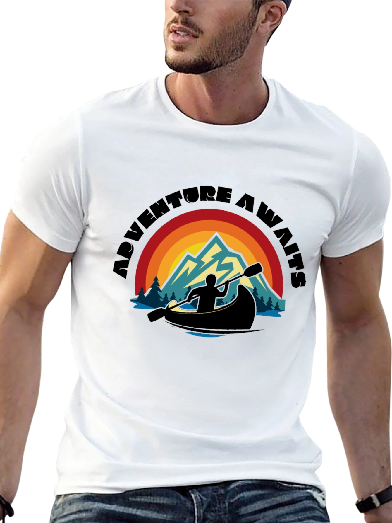 Black Adventure Awaits Graphic T-Shirt view 13