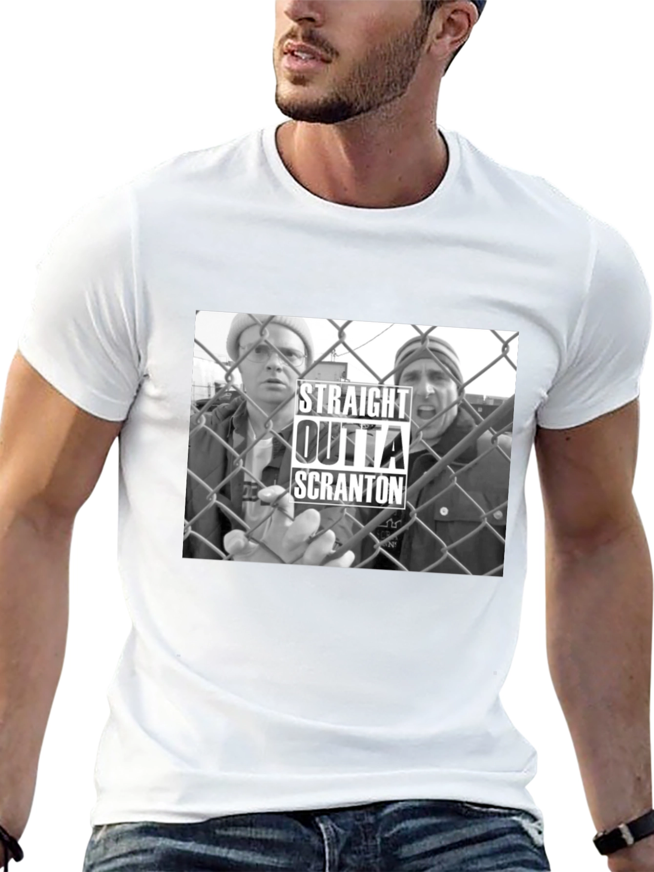 Black Straight Outta Scranton T-Shirt view 13