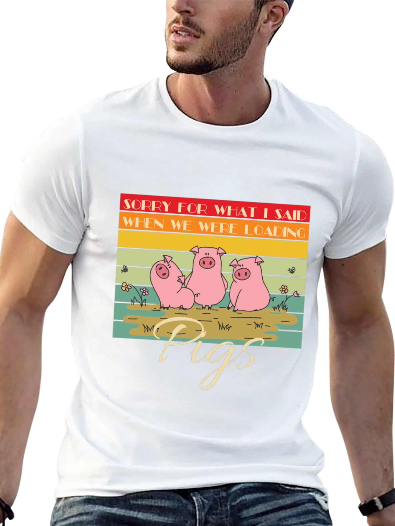 Black Funny Pig T-Shirt - Sorry For What I Said view 13