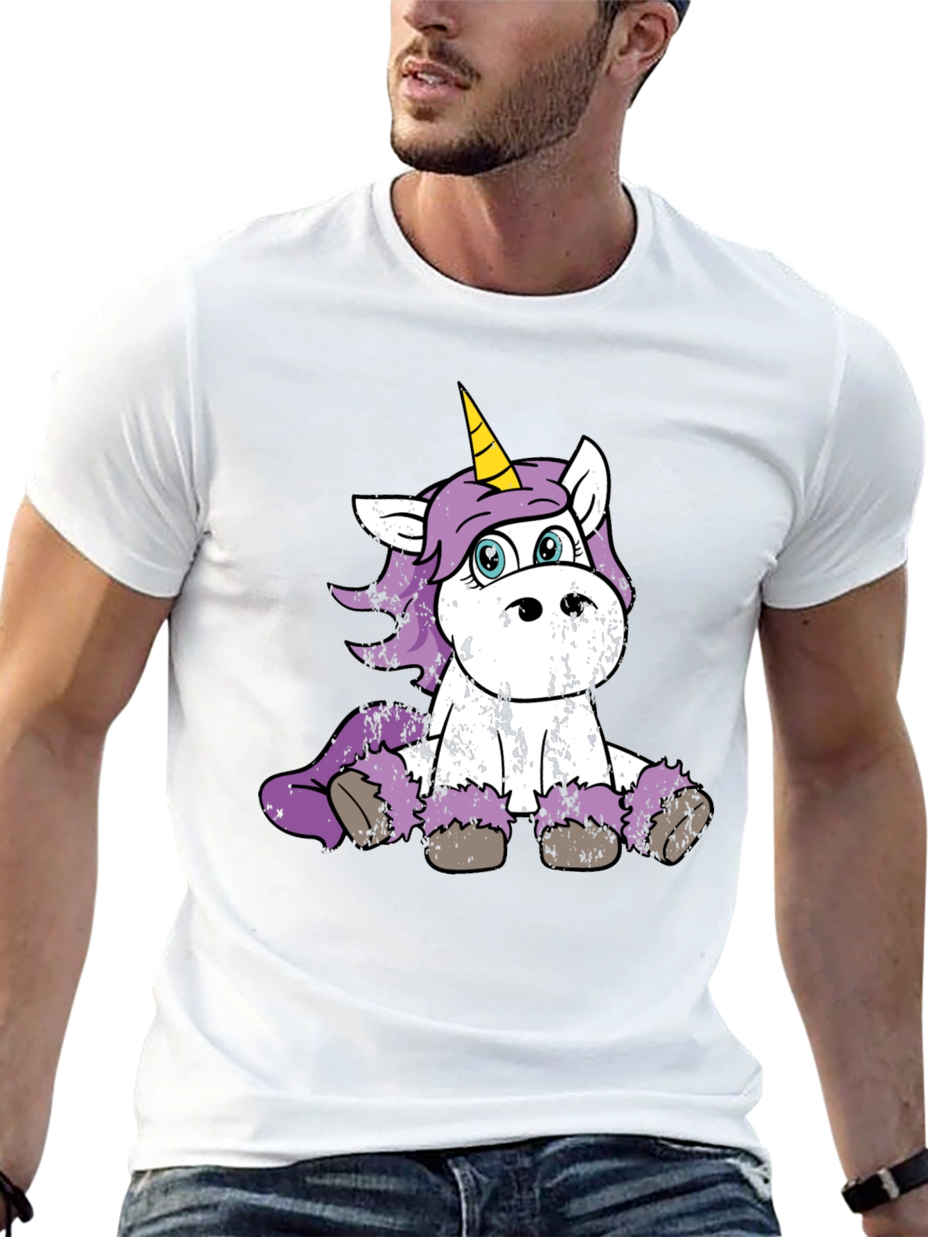 Black Cute Unicorn Graphic Black T-Shirt view 13