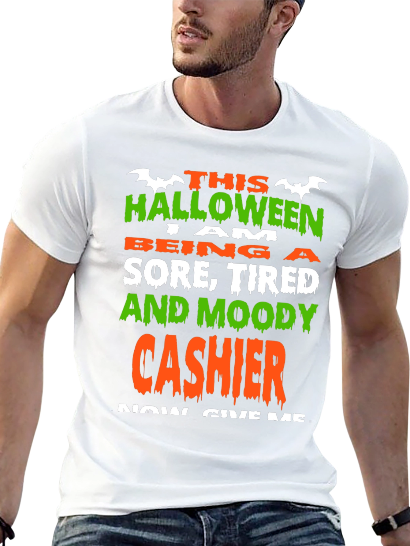 Black Halloween Cashier Graphic Tee - Sore Tired & Moody view 13