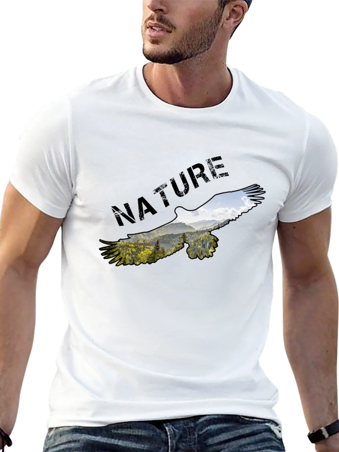 Black Nature Eagle Graphic Black T-Shirt view 13