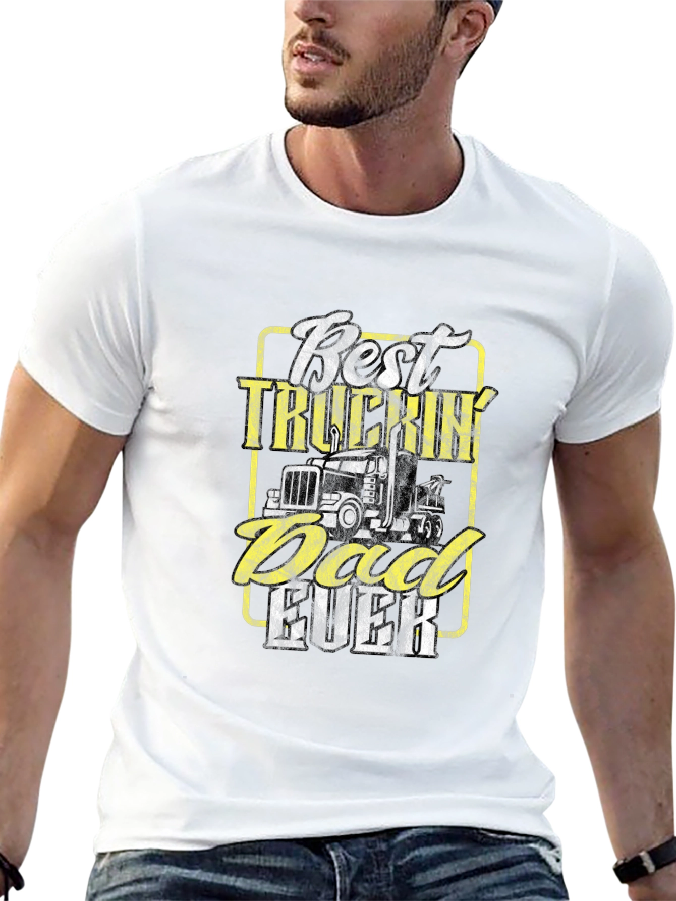 Black Best Truckin' Dad Ever - Novelty T-Shirt view 13