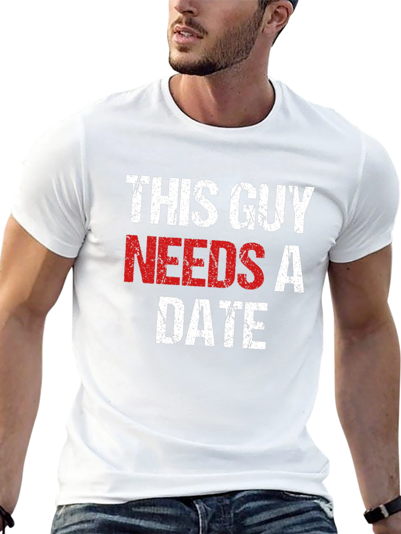 Black This Guy Needs a Date - Novelty T-Shirt view 13