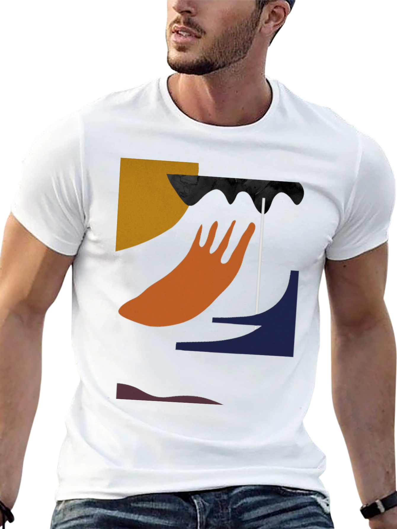 Black Abstract Graphic Black T-Shirt view 13