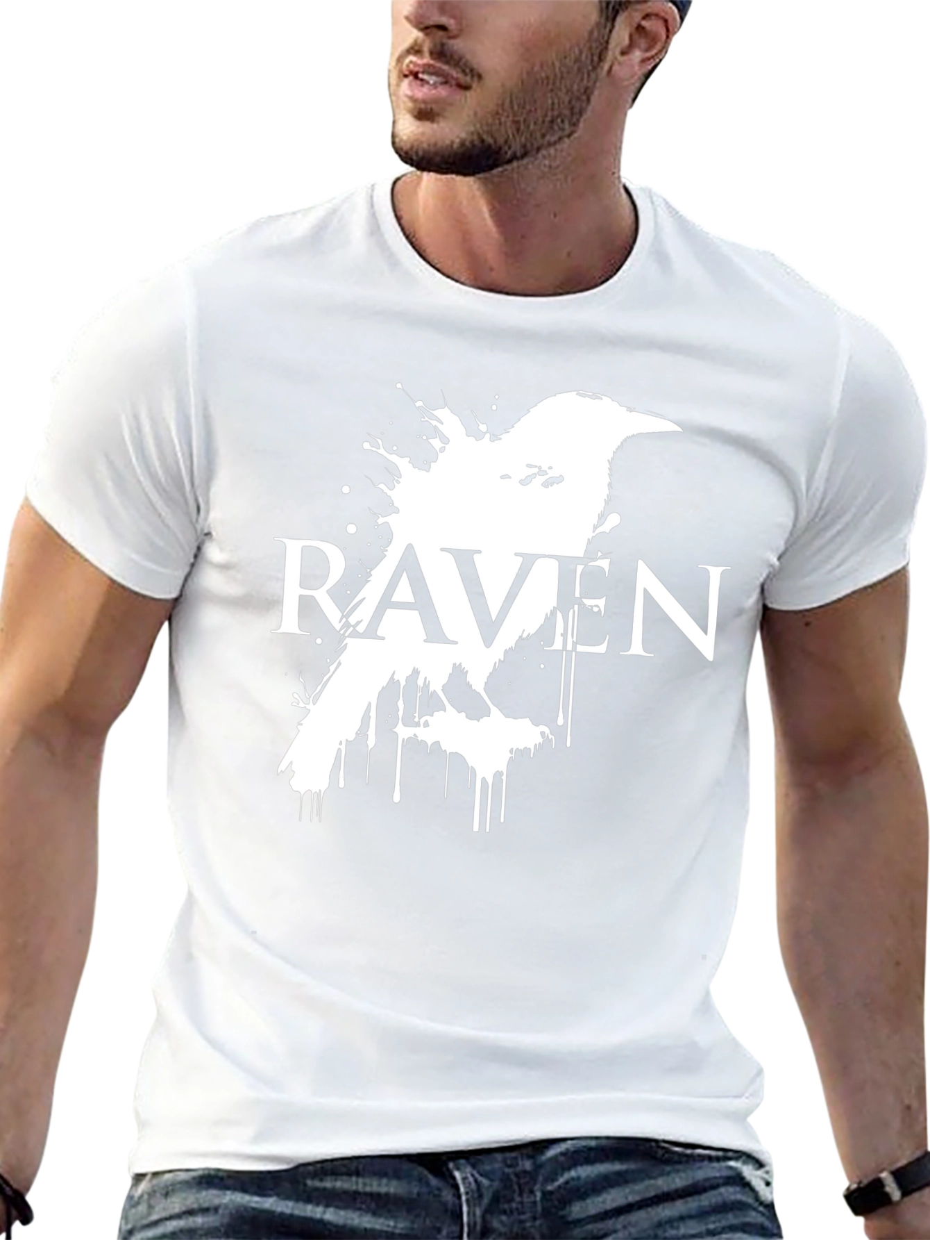 Black Raven Graphic Tee - Dark Bird Design view 13
