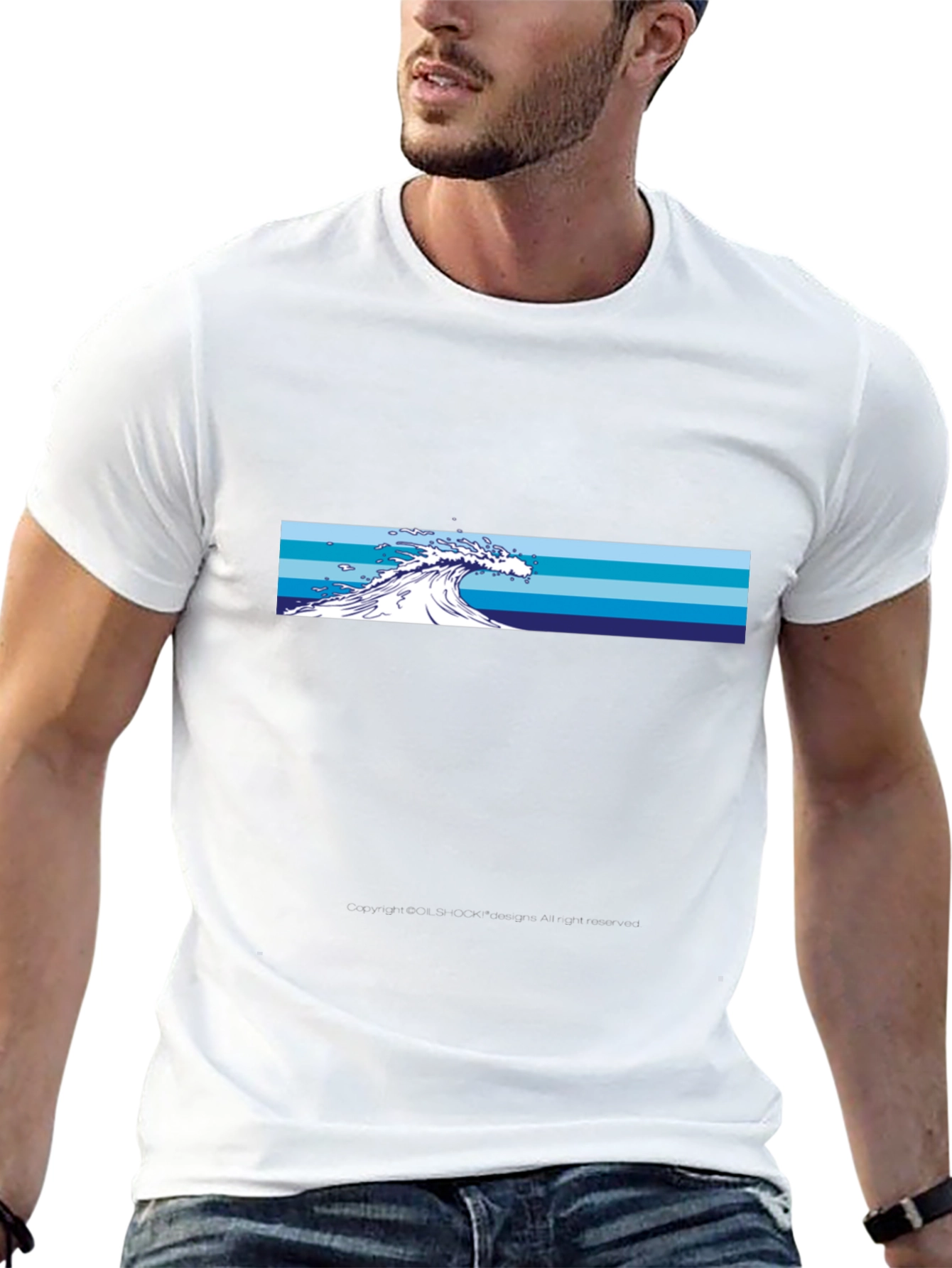 Black Ocean Wave Graphic T-Shirt - Stylish Crew Neck Tee view 13