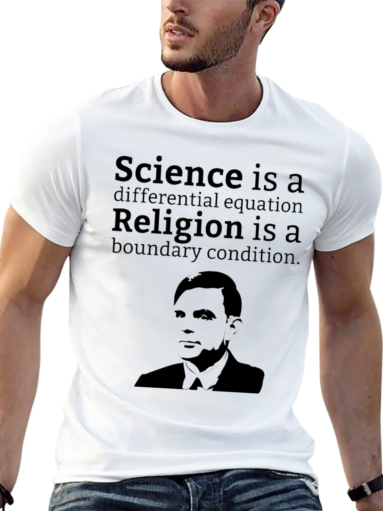 Black Science vs Religion T-Shirt, Alan Turing Graphic Tee view 13