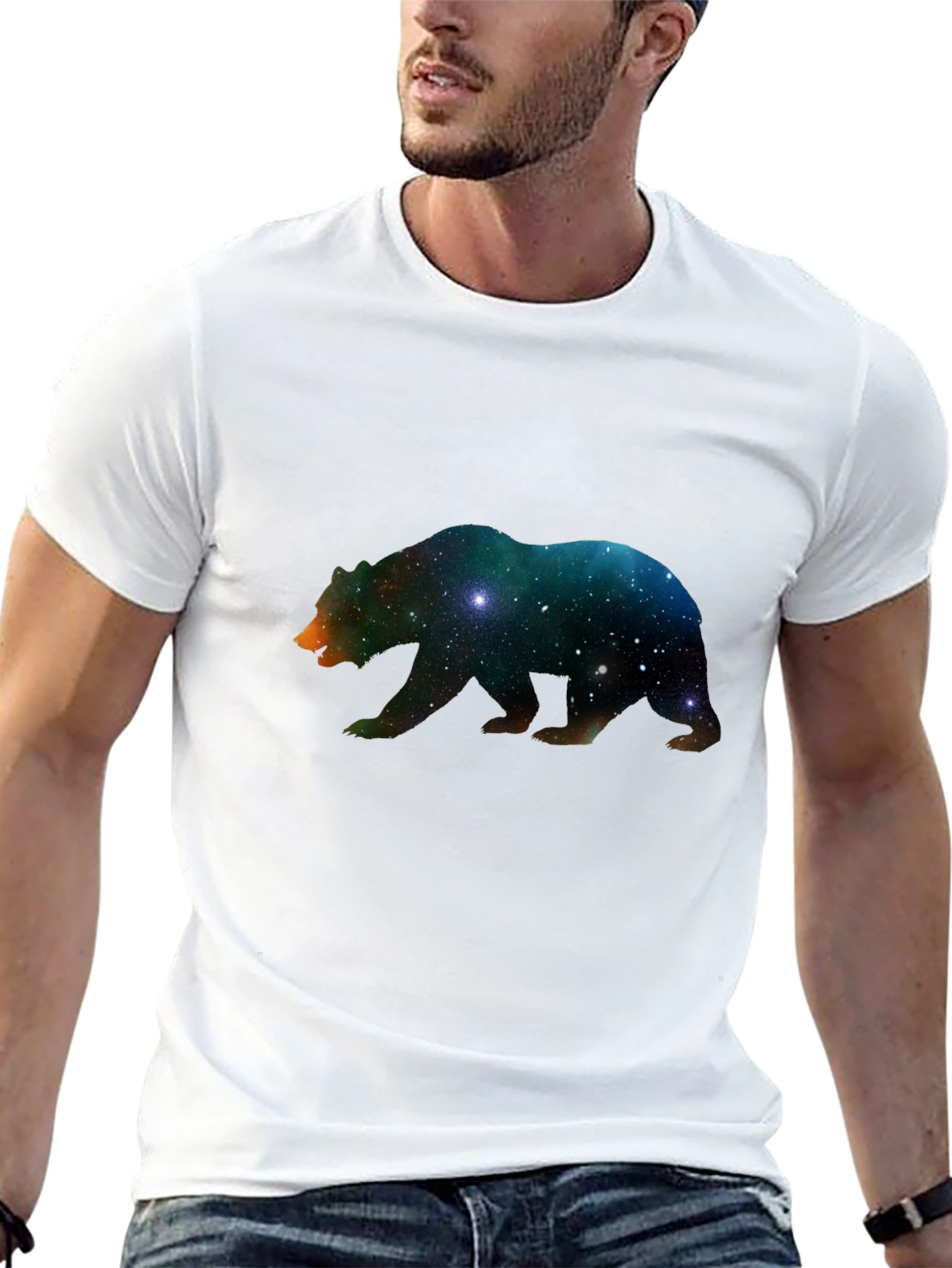 Black Cosmic Bear Graphic Tee - Black Unisex T-Shirt view 13