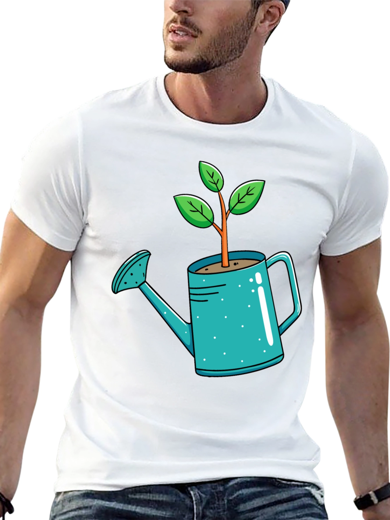 Black Plant Watering Can T-Shirt - Garden Lover Tee view 13
