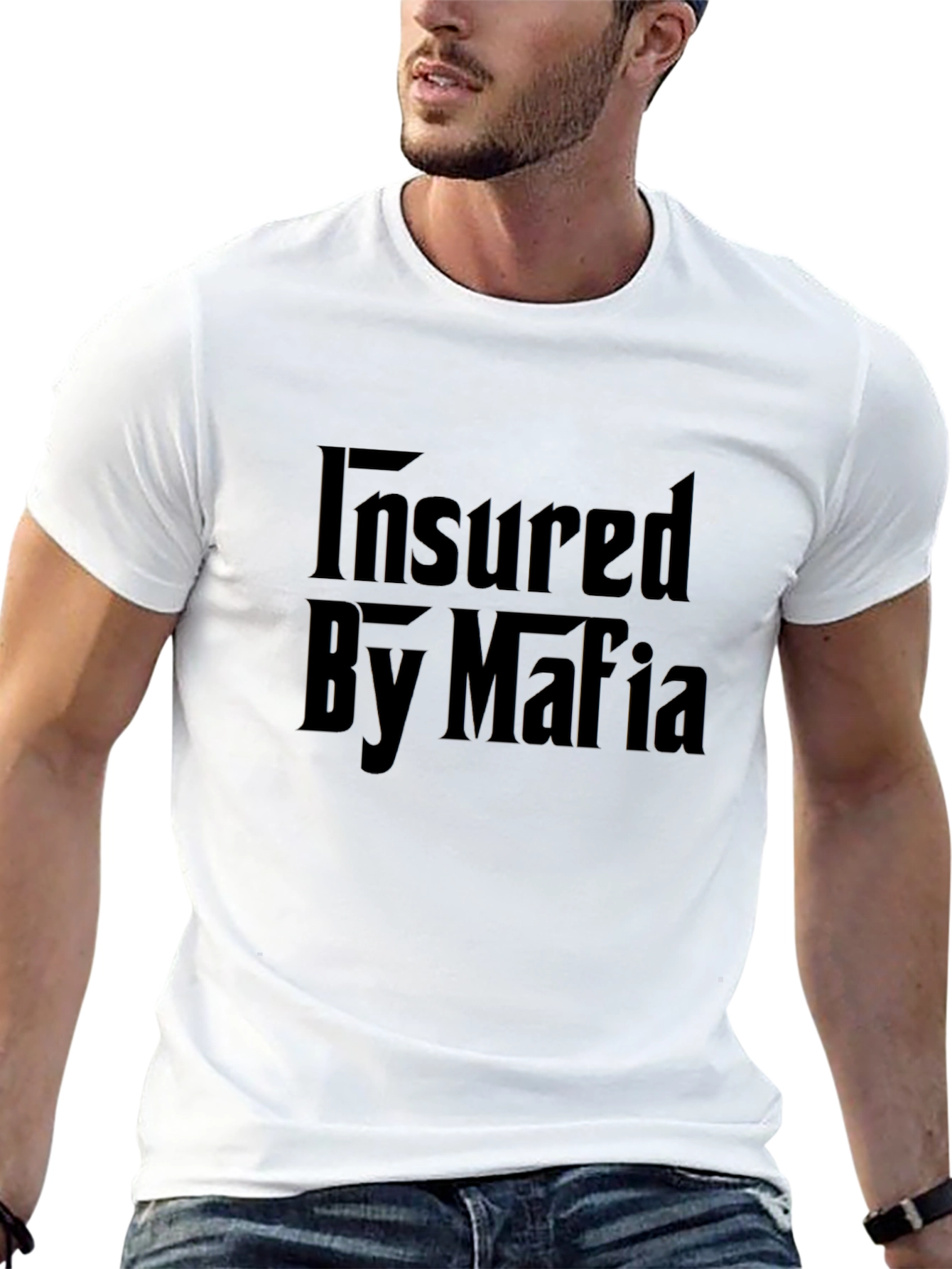 Black Insured By Mafia Graphic T-Shirt - Black view 13