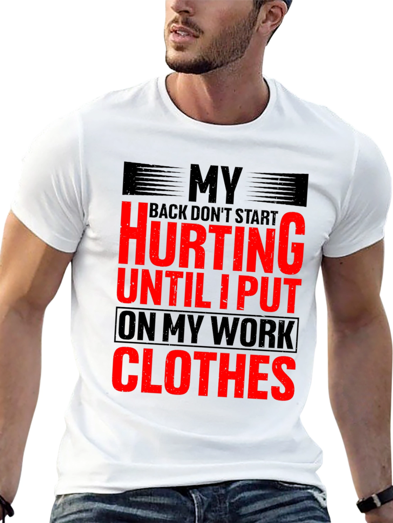 Black Funny Work Clothes Back Pain T-Shirt view 13
