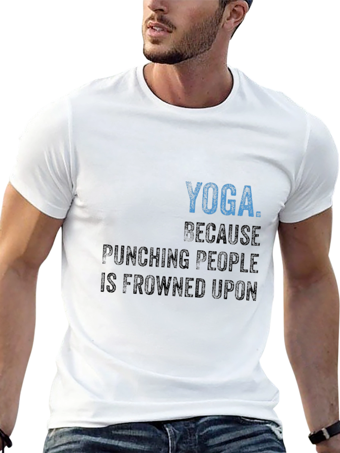 Black Yoga Because Punching People T-Shirt view 13