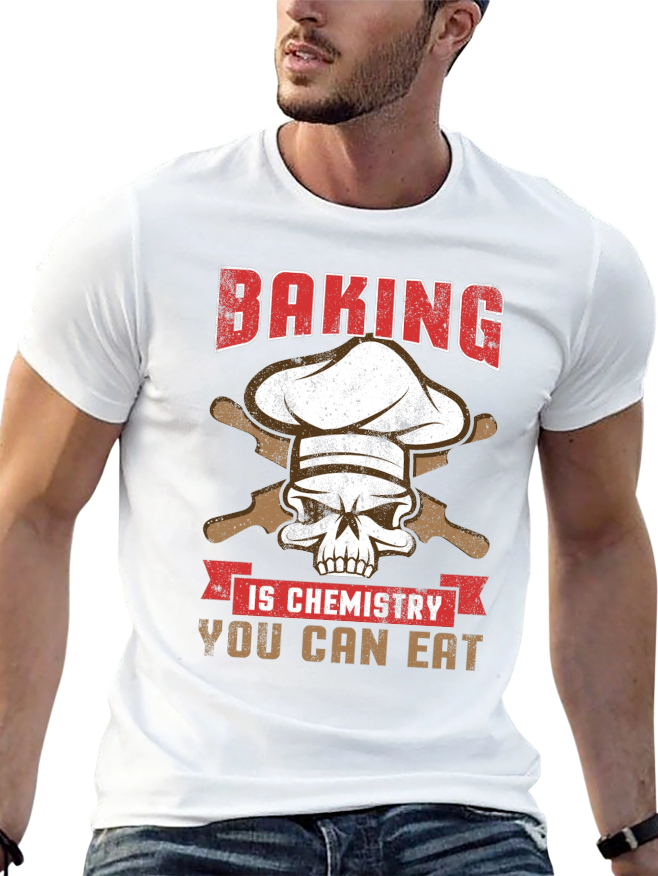Black Baking is Chemistry Funny Skull T-Shirt view 13