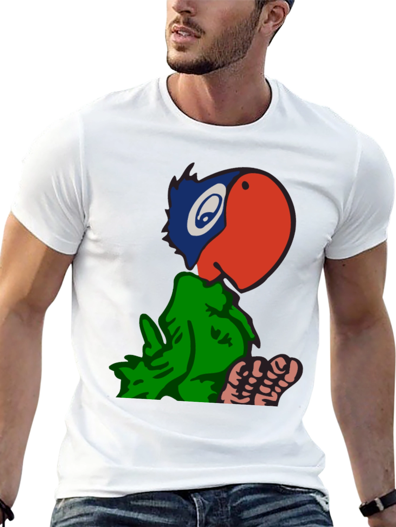 Black Cartoon Parrot Graphic Tee - Black view 13