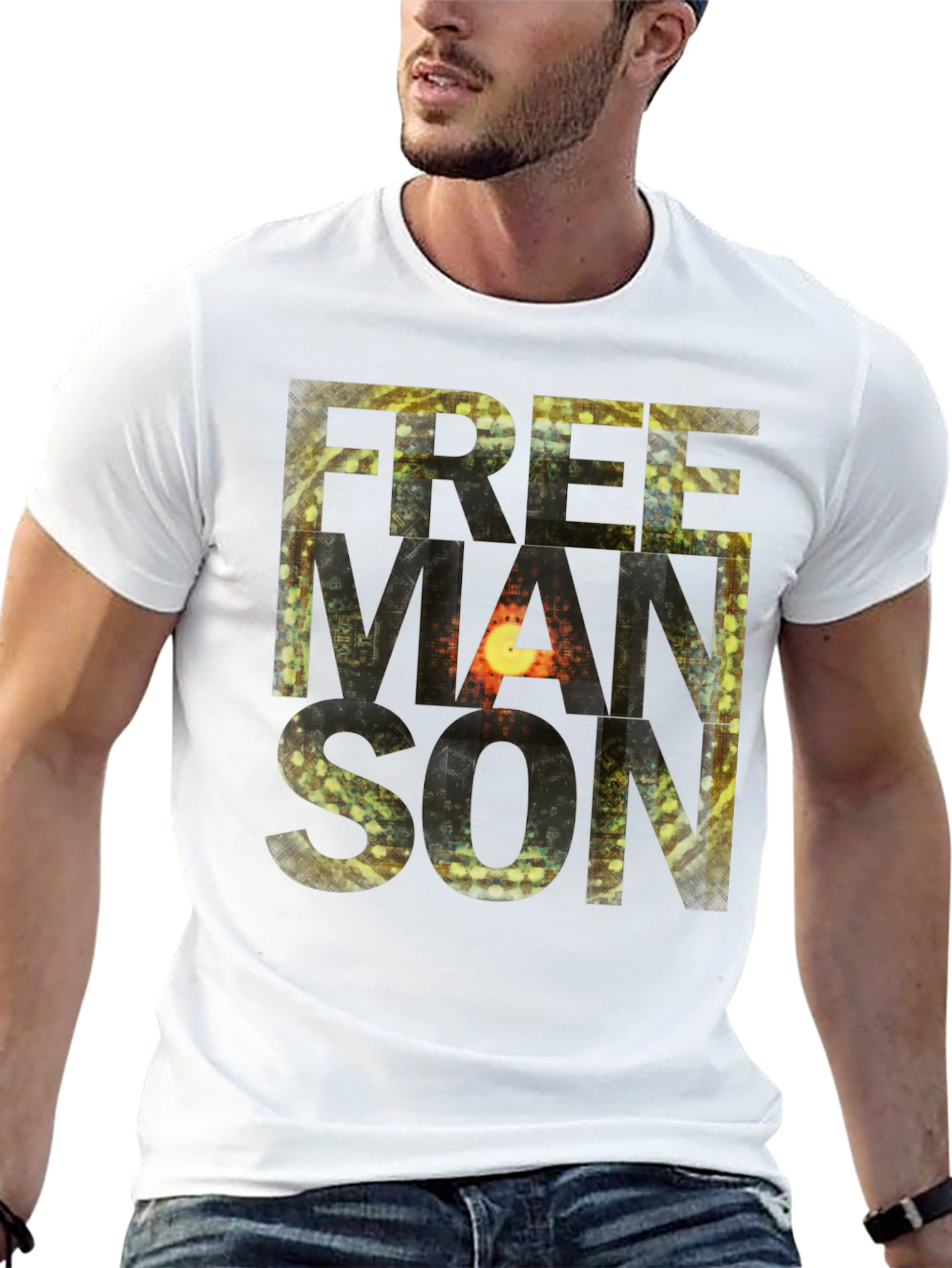 Black Freemanson Men's Black Graphic T-Shirt view 13