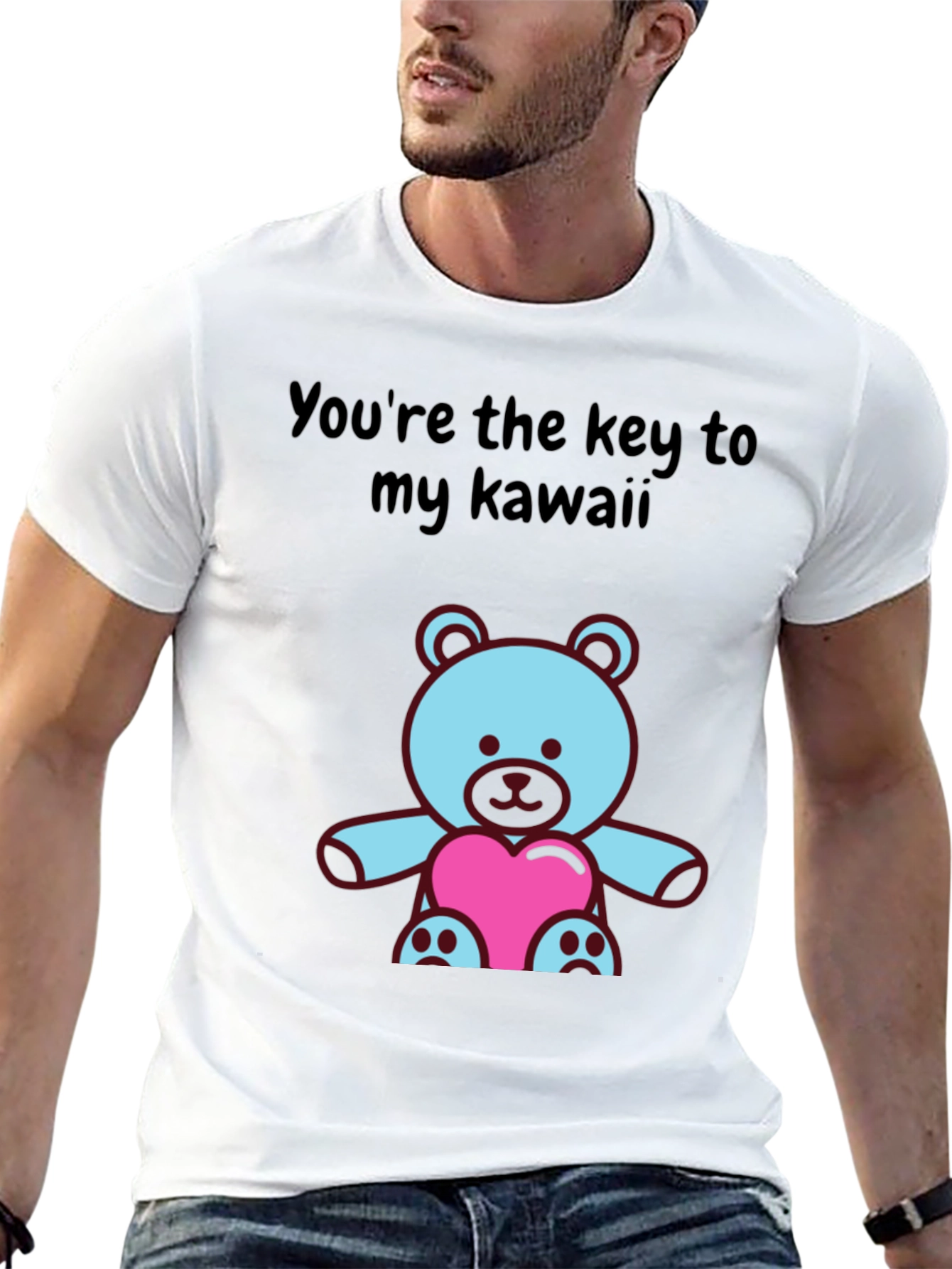 Black Kawaii Bear T-Shirt: Key to My Heart Tee view 13