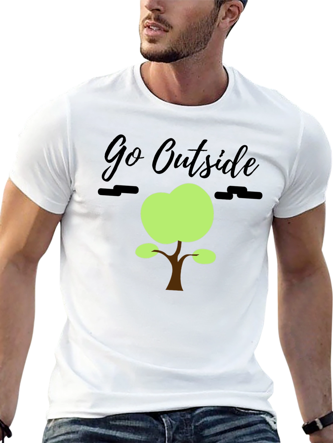 Black Go Outside Graphic Tee - Nature Inspired T-Shirt view 13