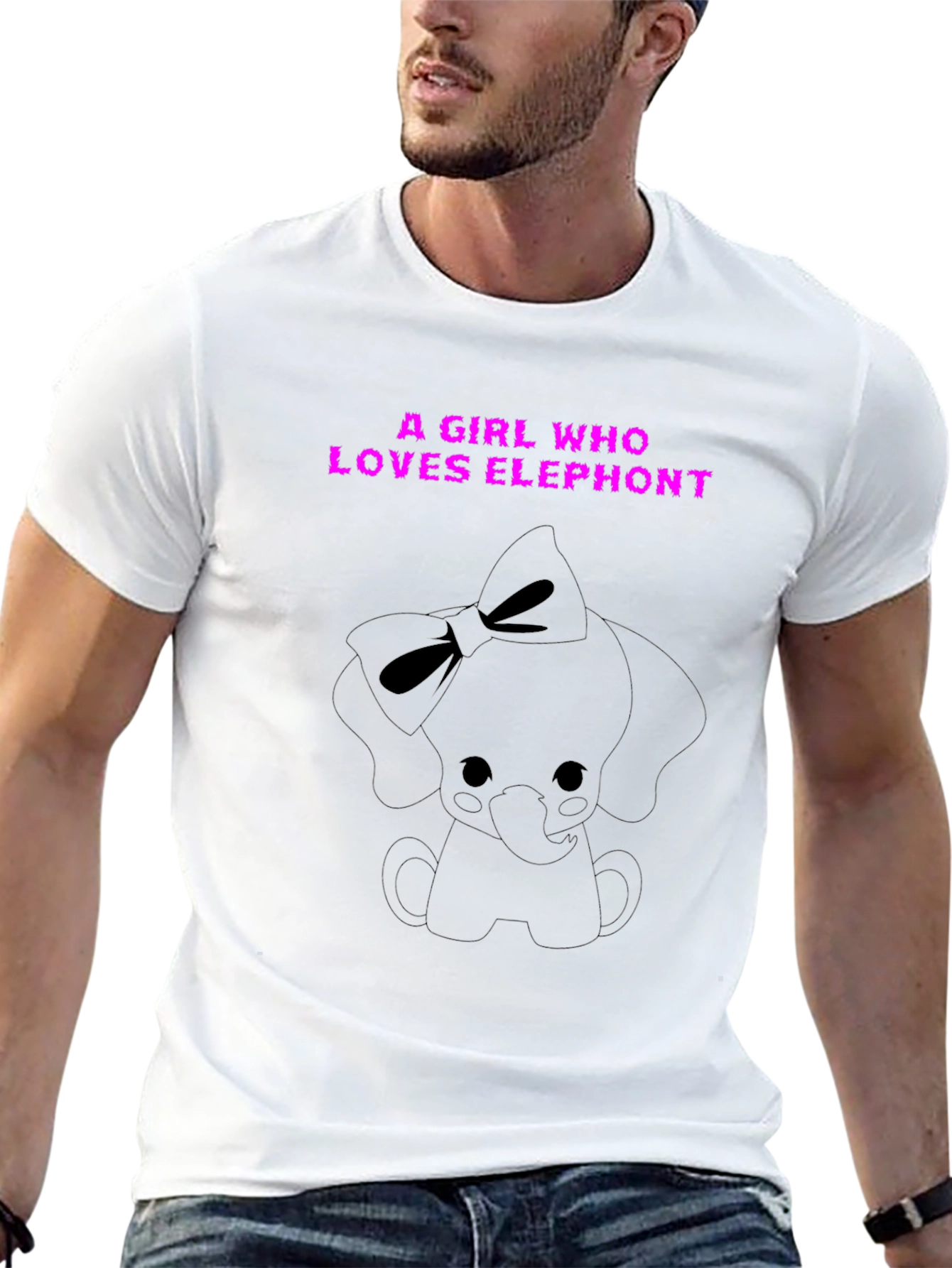 Black A Girl Who Loves Elephant Graphic Tee - Black view 13