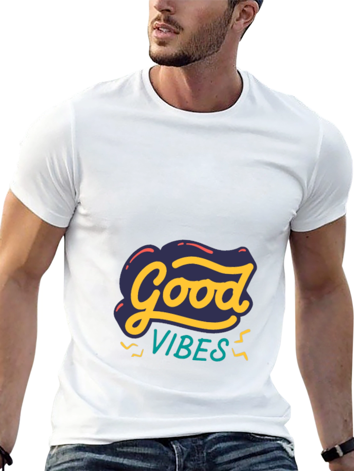 Black Good Vibes Graphic Tee - Stylish Comfort view 13