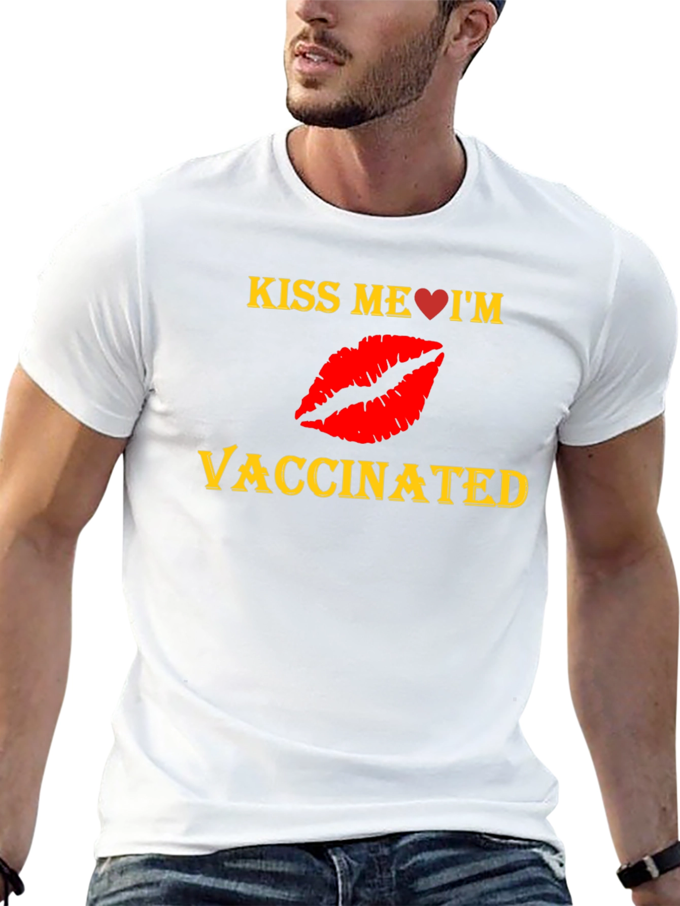 Black Kiss Me I'm Vaccinated Black T-Shirt view 13