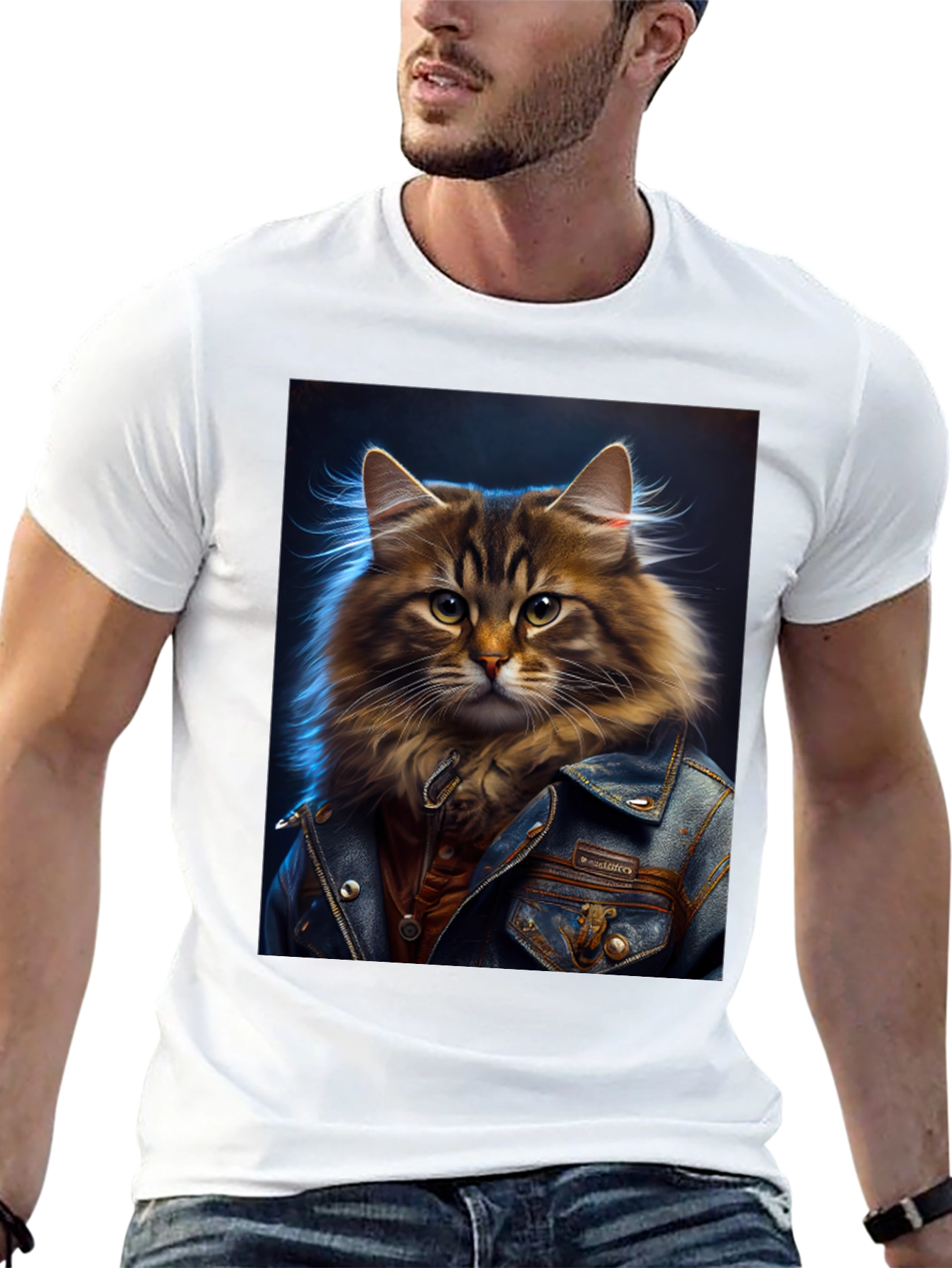 Black Cat in Jacket Graphic Tee - Cool & Unique view 13