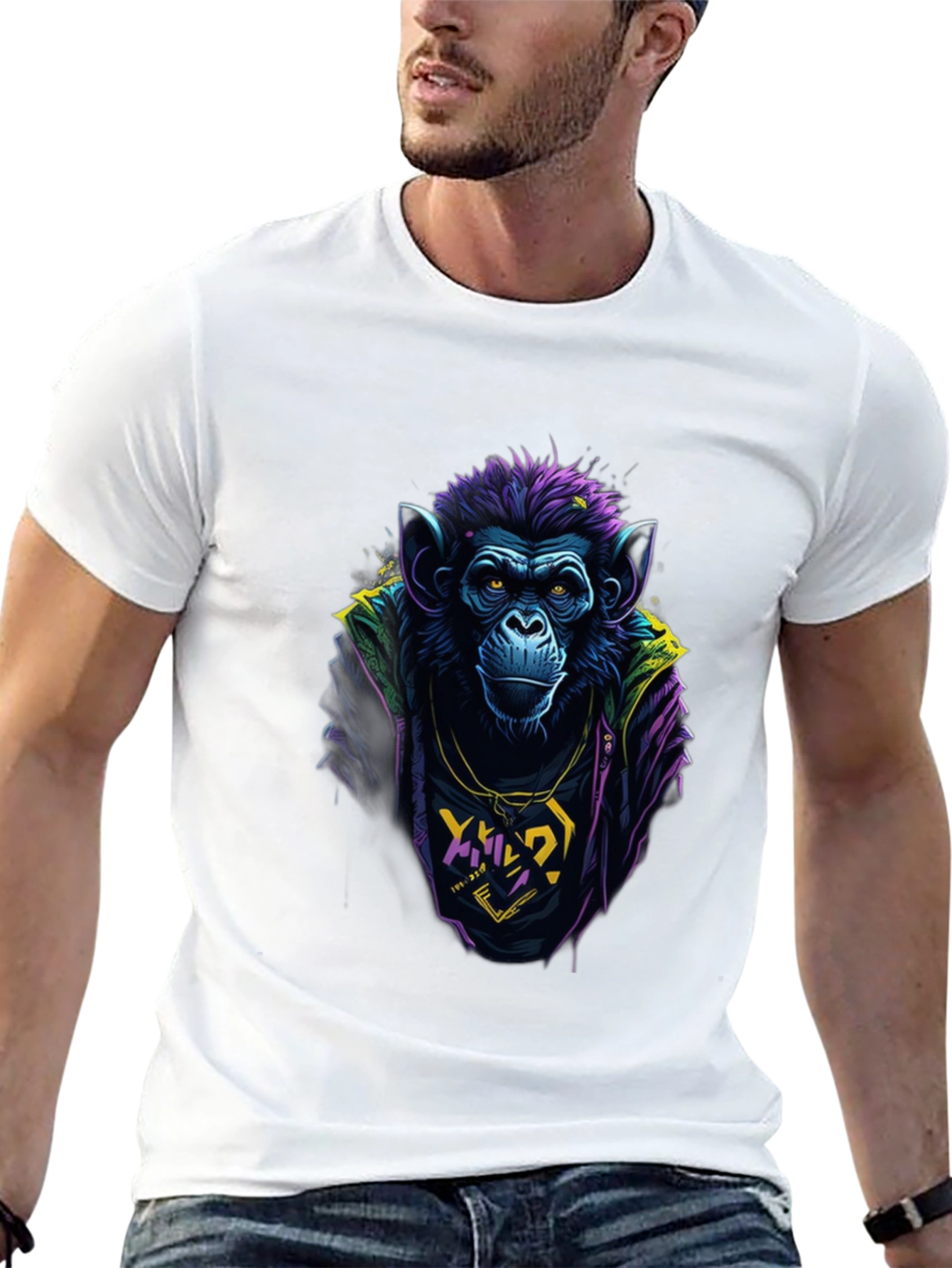 Black Cool Monkey Graphic Tee - Men's Black T-Shirt view 13