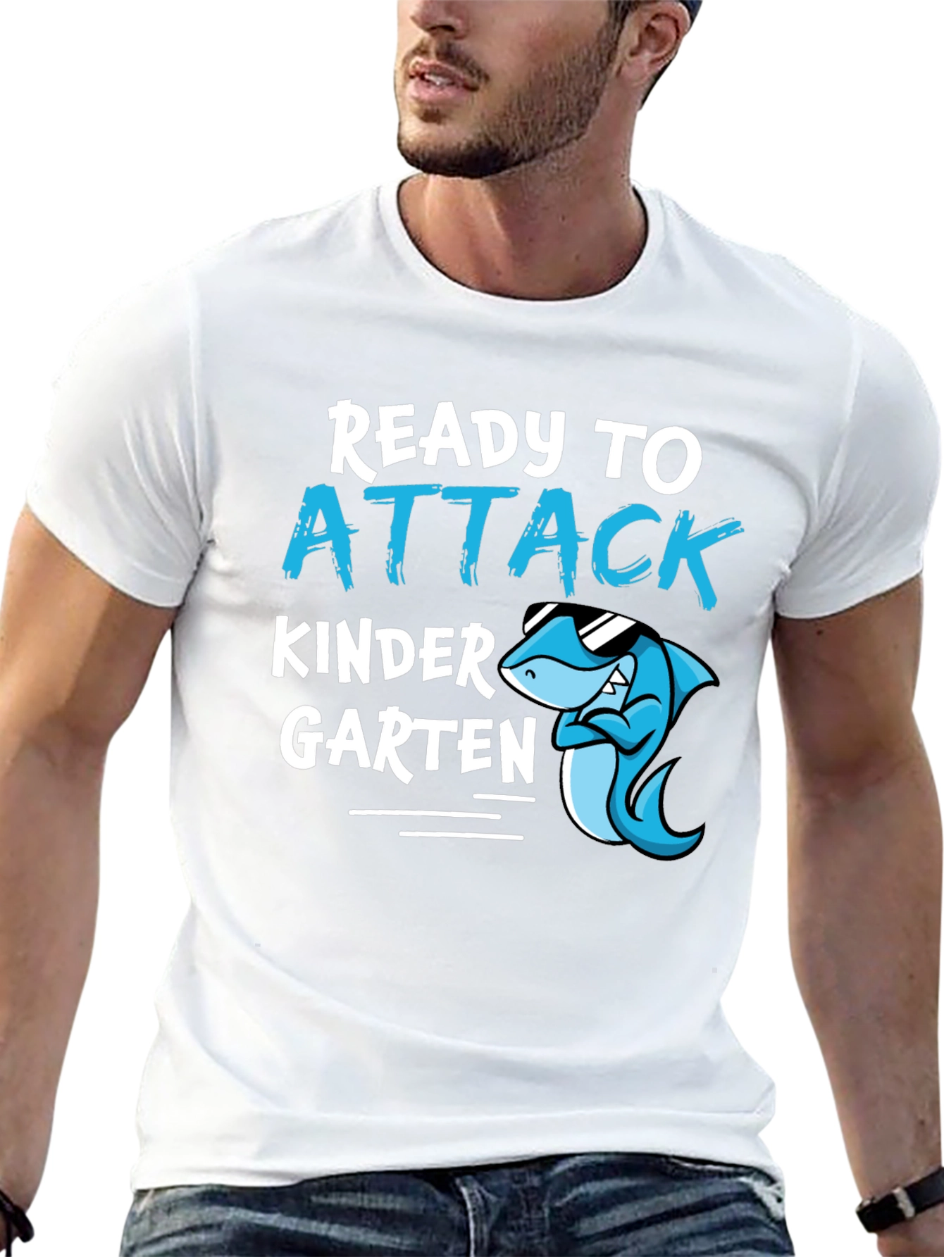 Black Ready to Attack Kindergarten Shark T-Shirt view 13