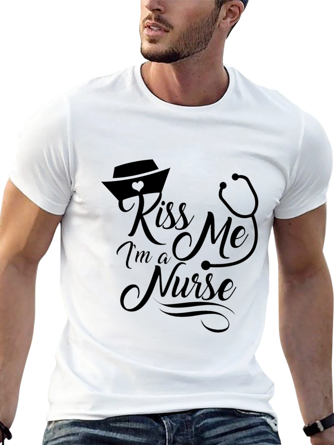 Black Kiss Me I'm A Nurse Black T-Shirt view 13