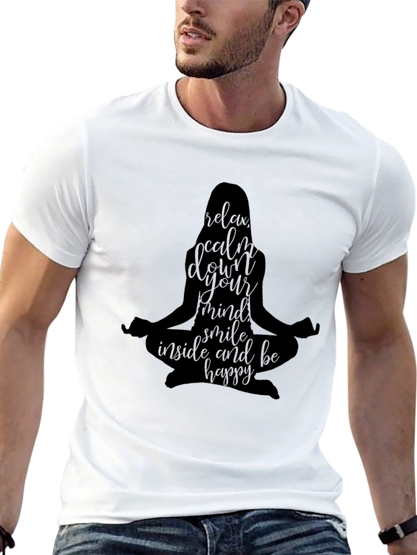 Black Relax Mind Graphic T-Shirt - Yoga Meditation Tee view 13