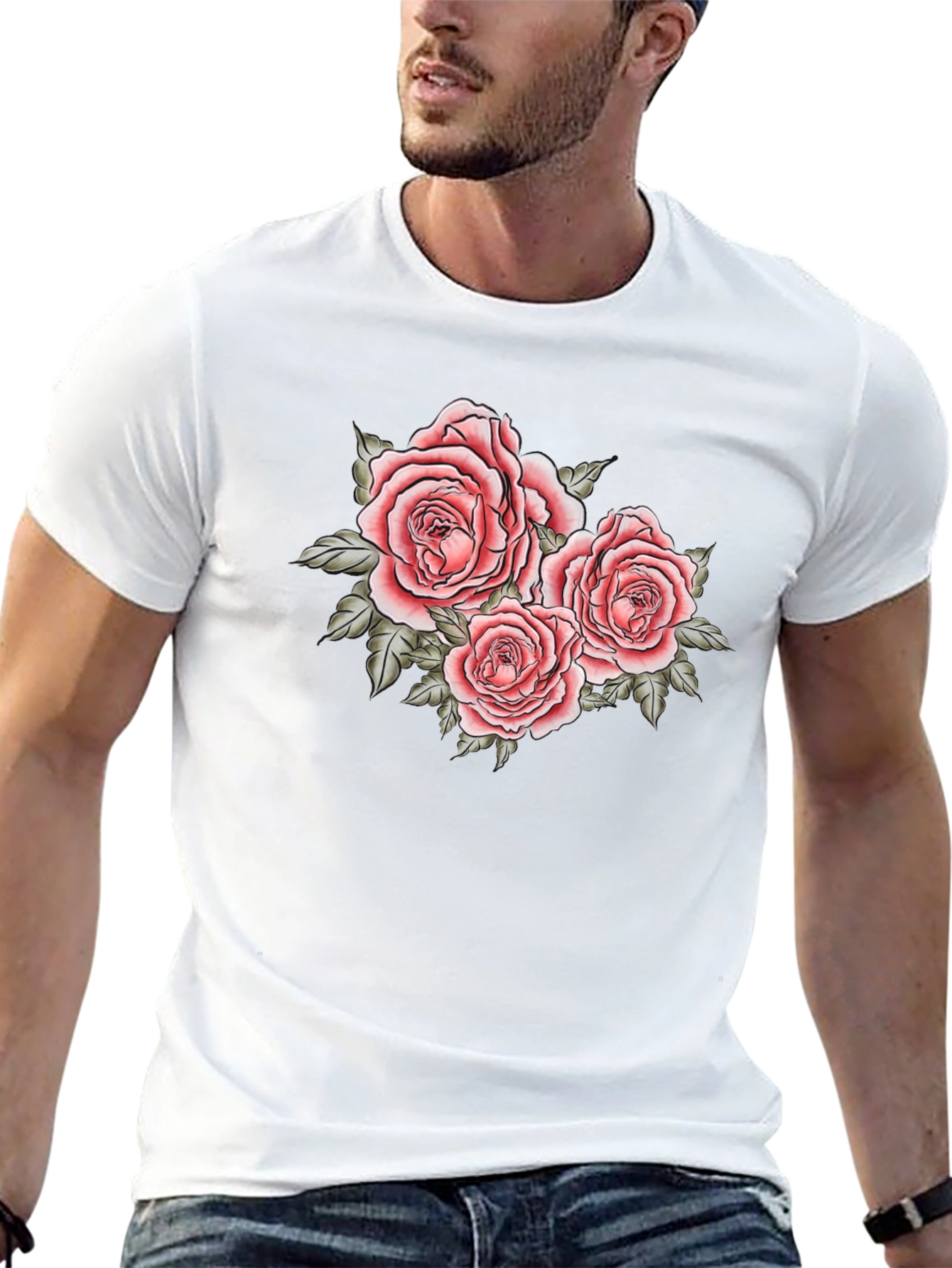 Black Floral Roses Graphic Black T-Shirt view 13