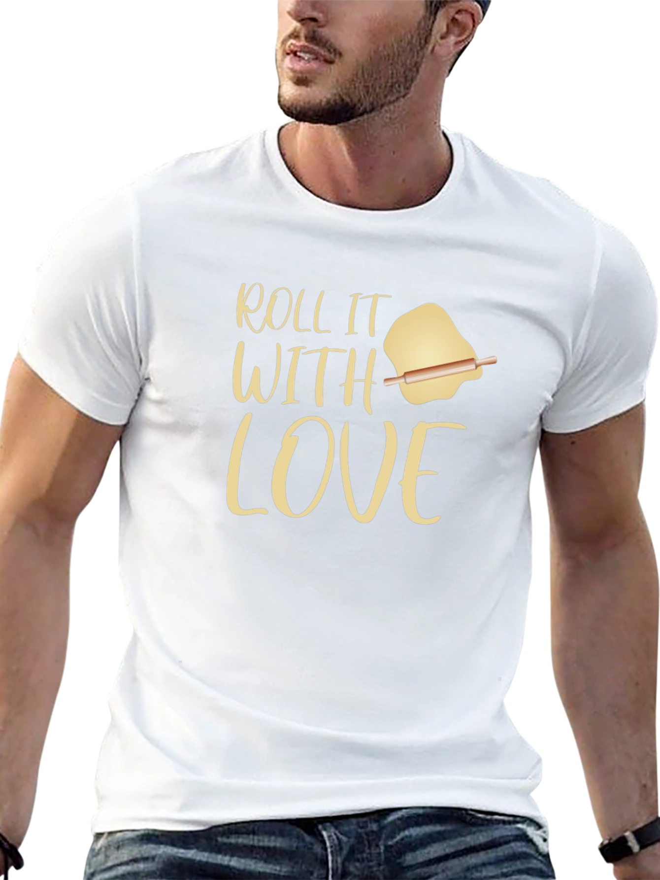 Black Roll It With Love Graphic T-Shirt - Unisex Cooking Tee view 13