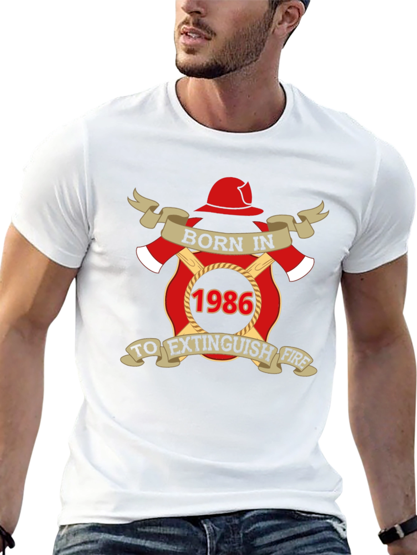 Black Born in 1986 Firefighter T-Shirt view 13