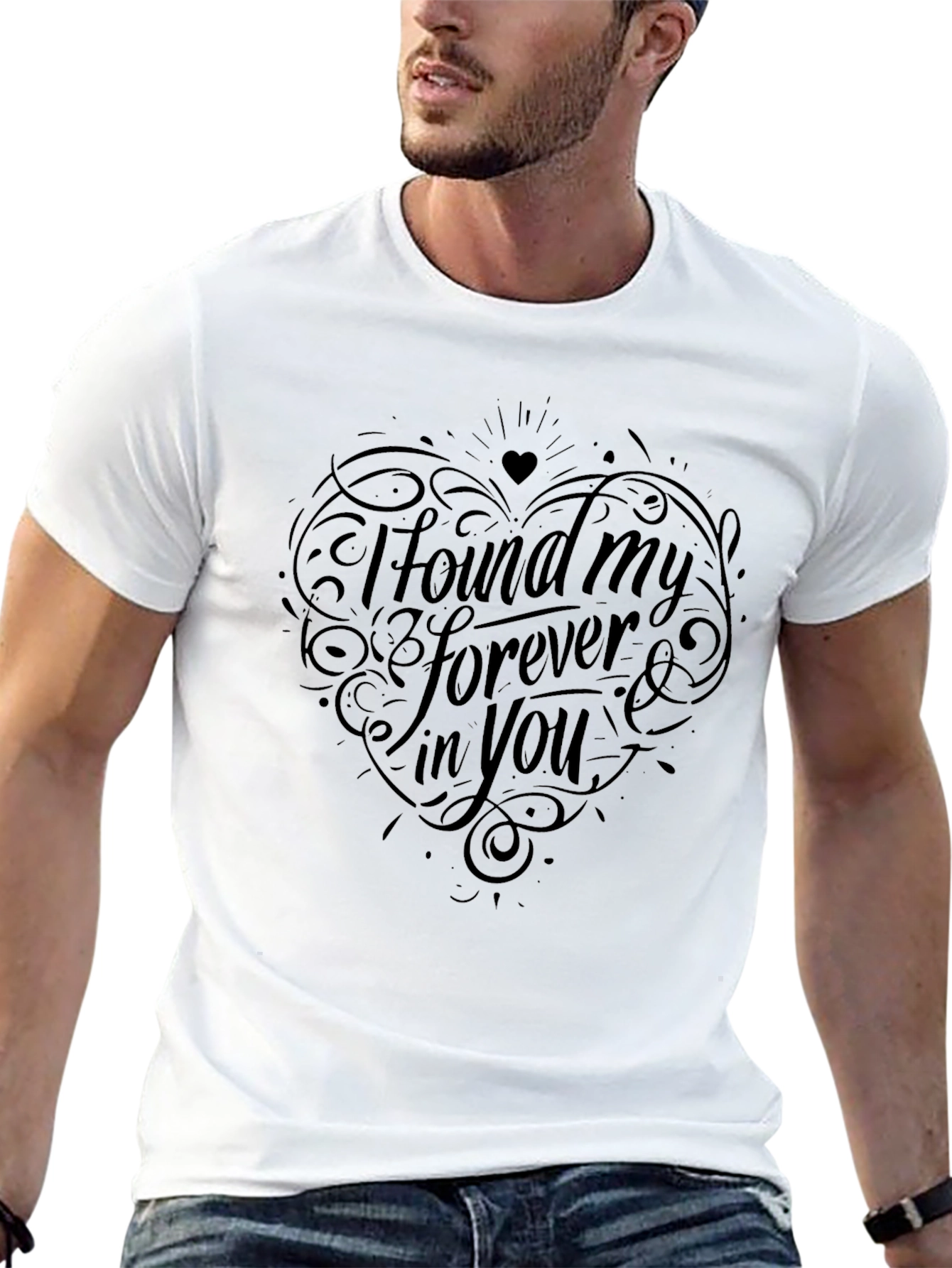 Black Forever In You Graphic Tee - Romantic Black T-Shirt view 13