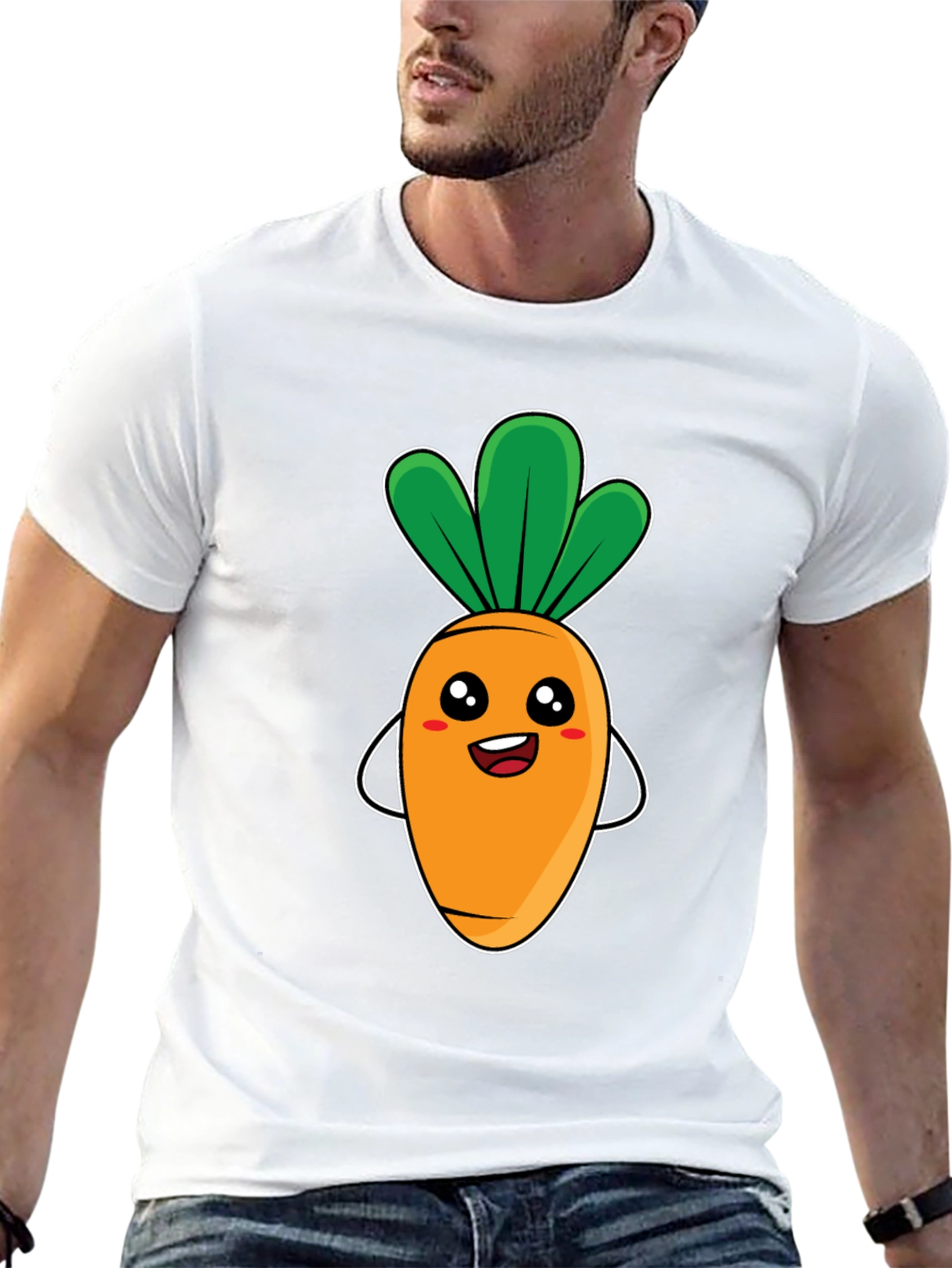 Black Cute Carrot Graphic Tee - Black Unisex T-Shirt view 13