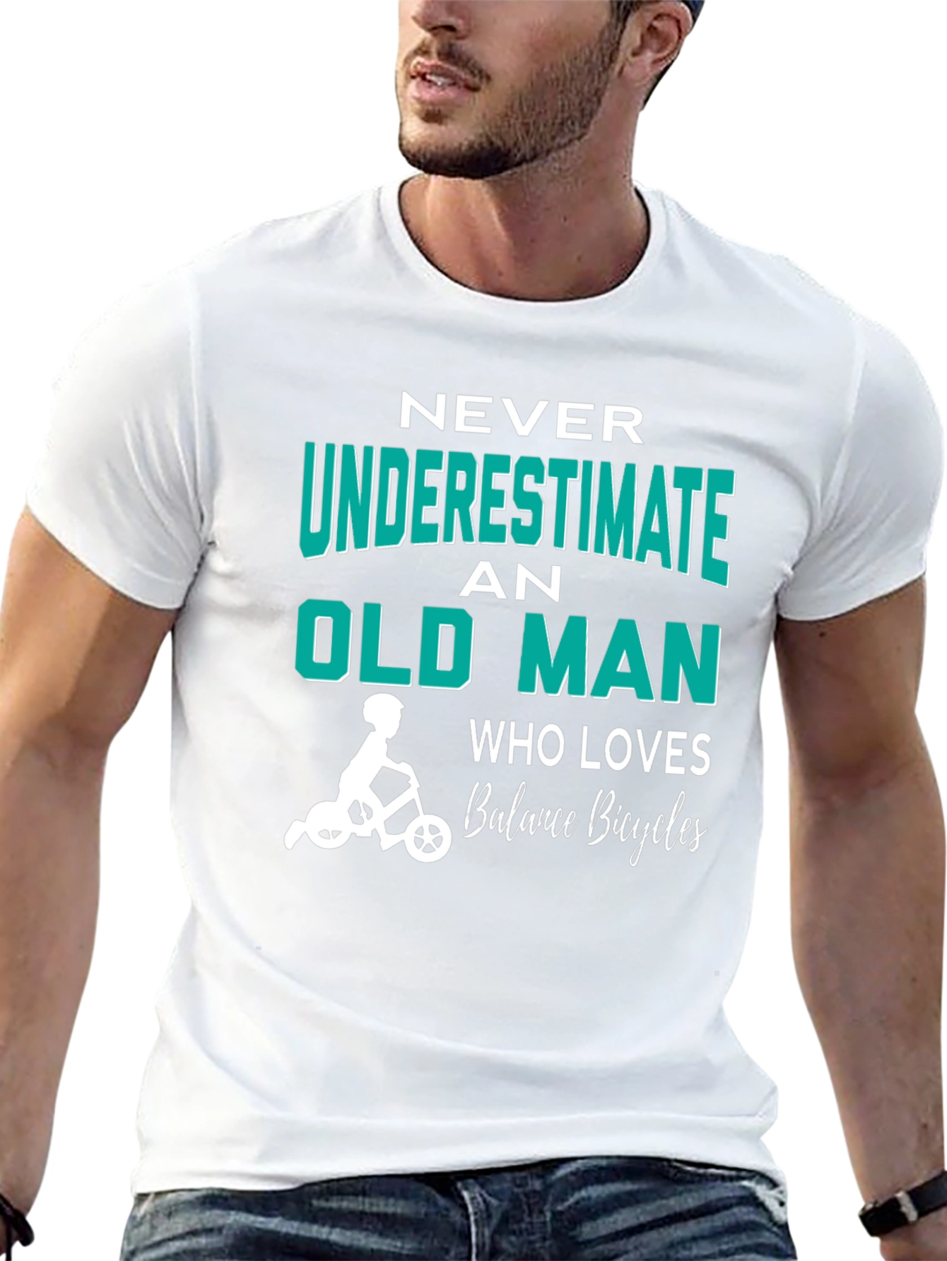 Black Never Underestimate Old Man Balance Bicycles T-Shirt view 13