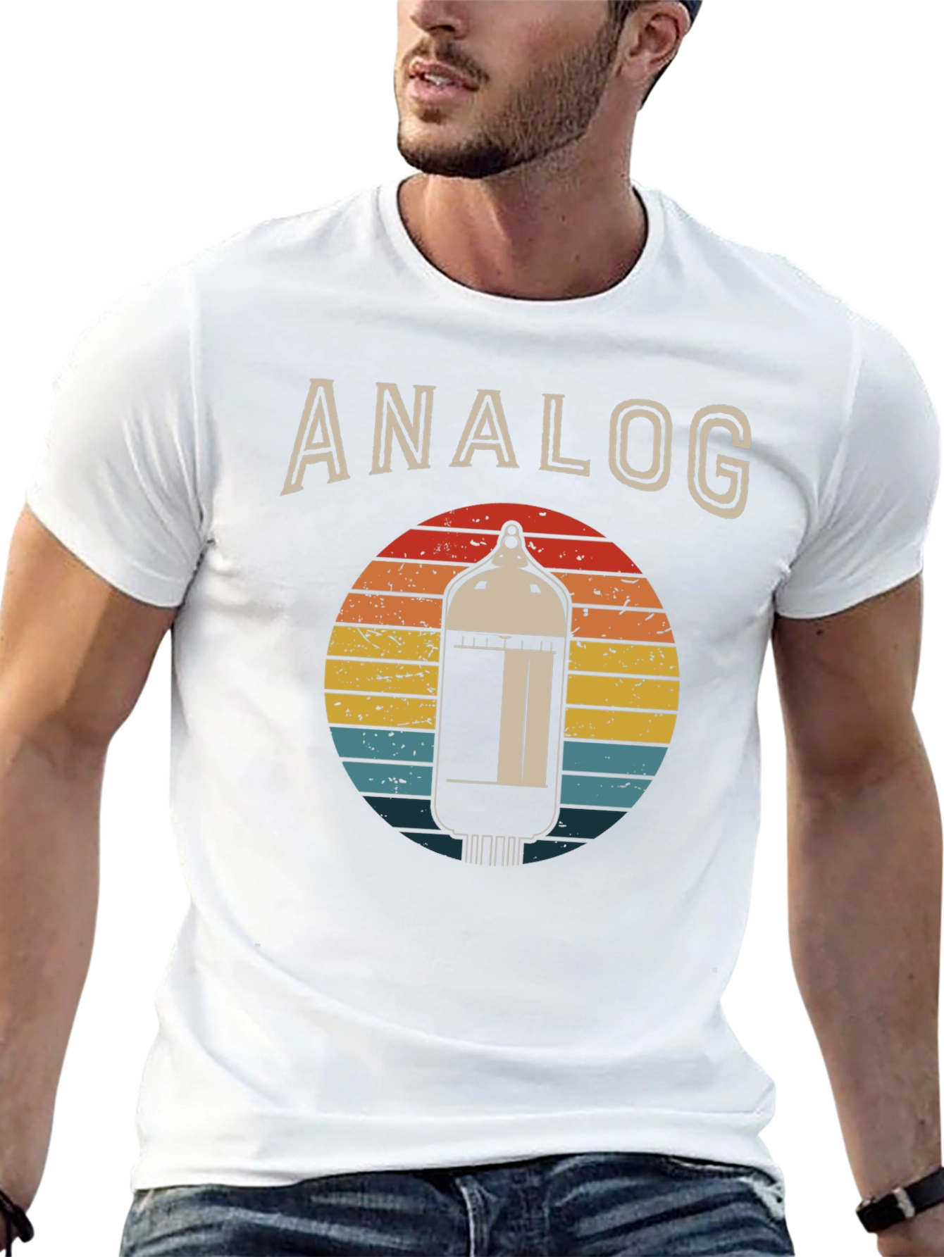 Black Analog Tube Sunset Graphic Tee - Vintage Style view 13