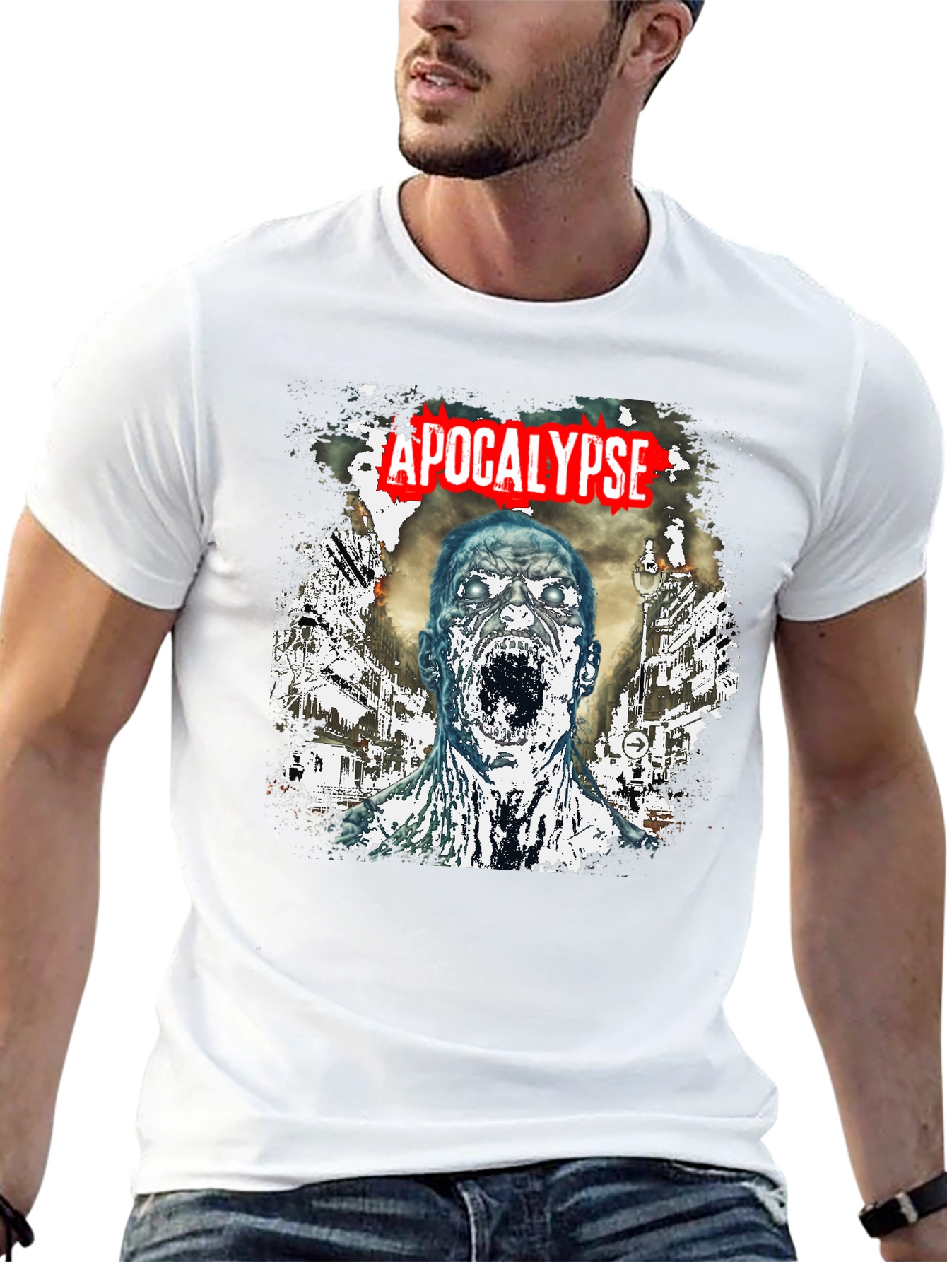 Black Apocalypse Zombie Graphic T-Shirt - Black Cotton Tee view 13
