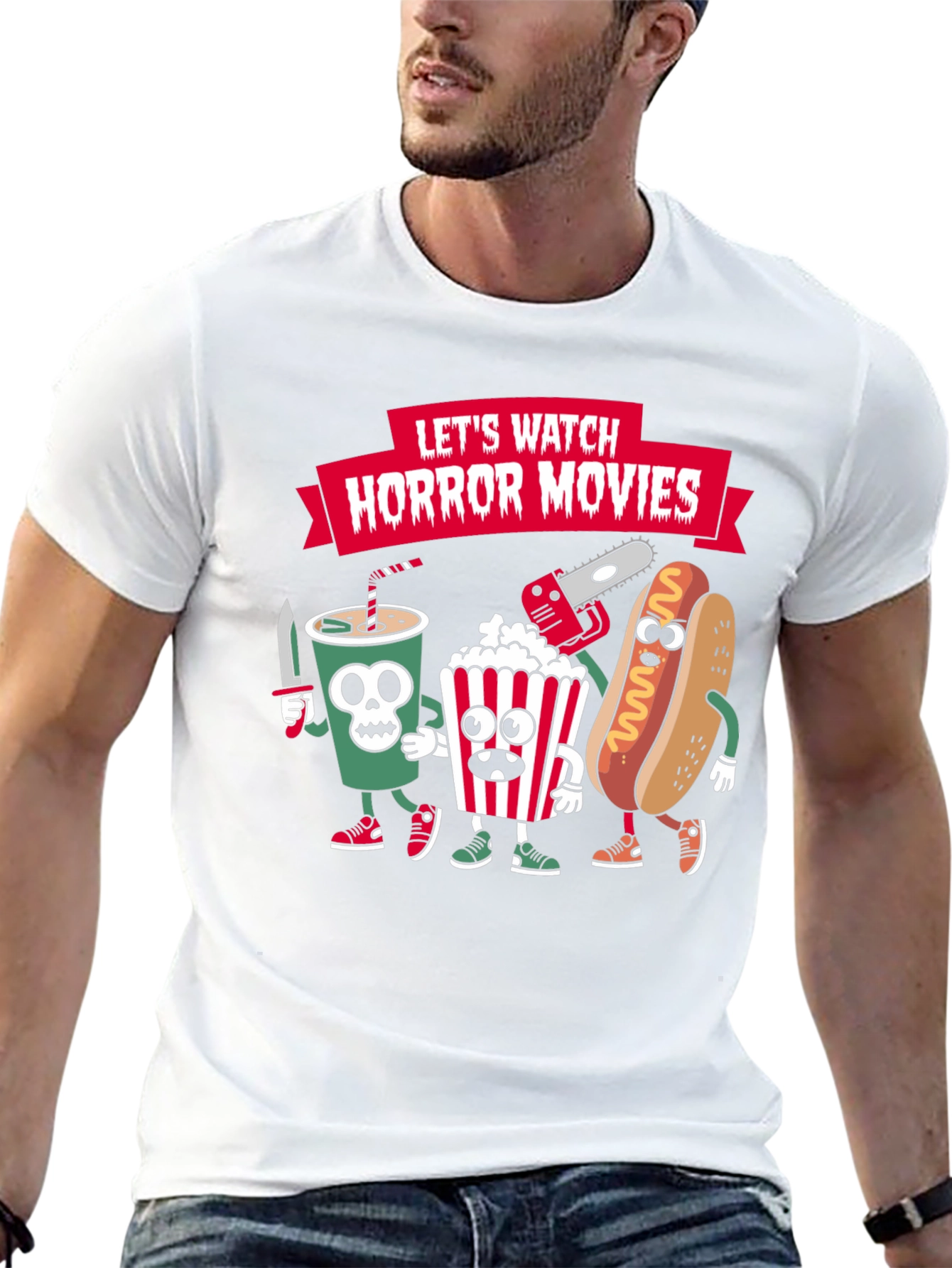 Black Horror Movie Night T-Shirt view 13