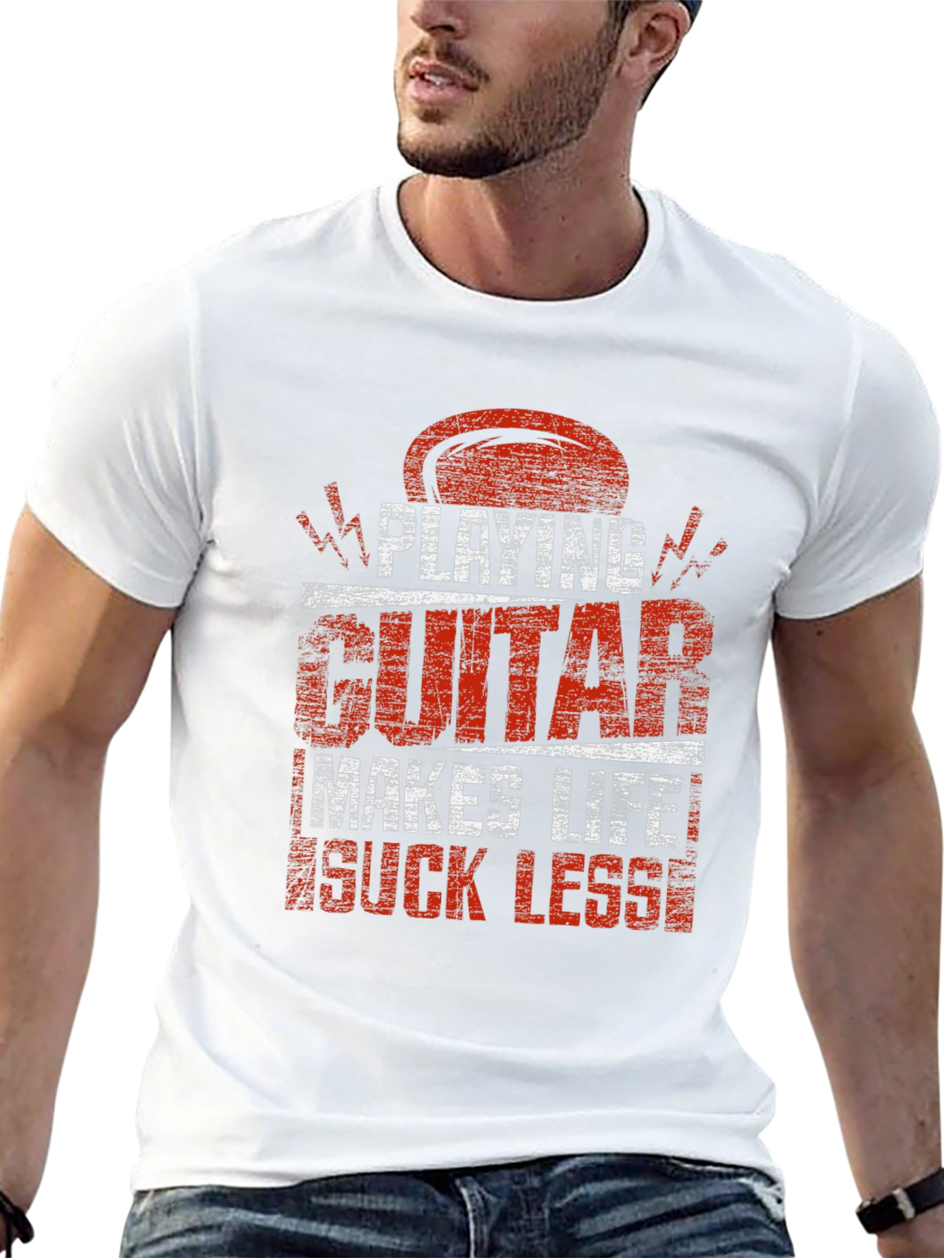 Black Playing Guitar Makes Life Suck Less T-Shirt view 13
