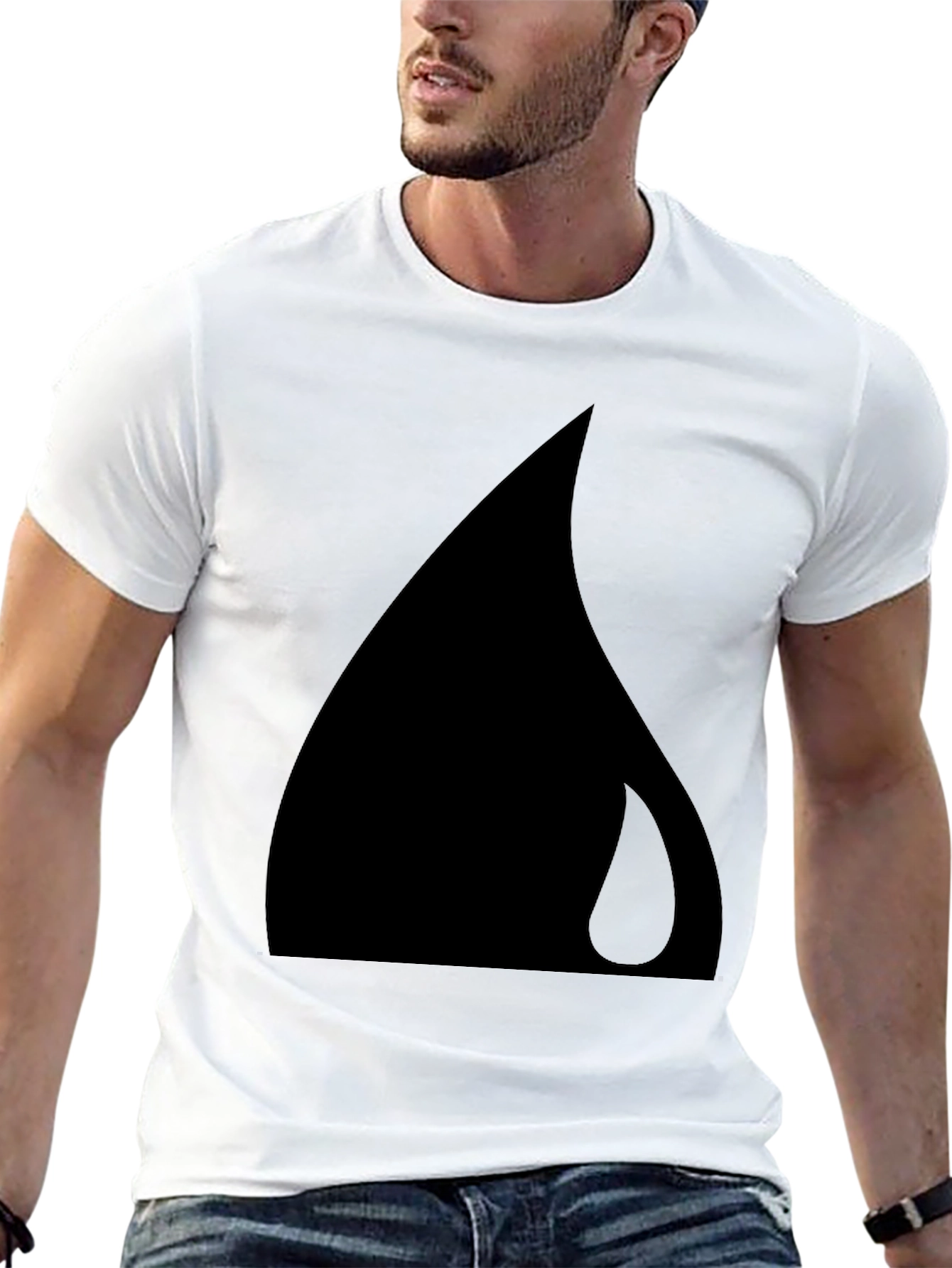 Black Minimalist Black Teardrop Graphic Tee - Modern Style view 13